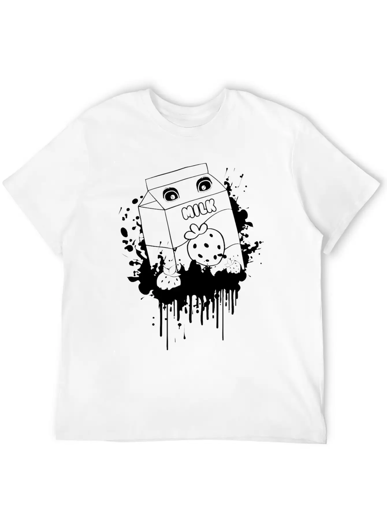 Finnish Goth Aesthetic Gothic Strawberry Milk Goth Unisex Short Sleeve Soft Cotton T-Shirt – Casual Everyday Wear