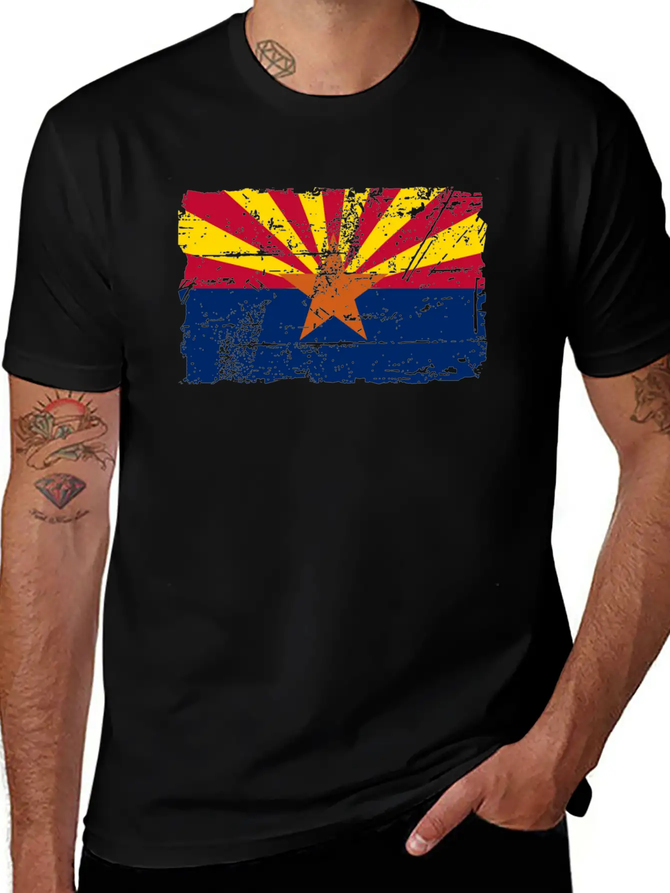 Flag Of Arizona - Vintage Look Casual Graphic T-Shirt – Simple And Comfortable Daily Wear