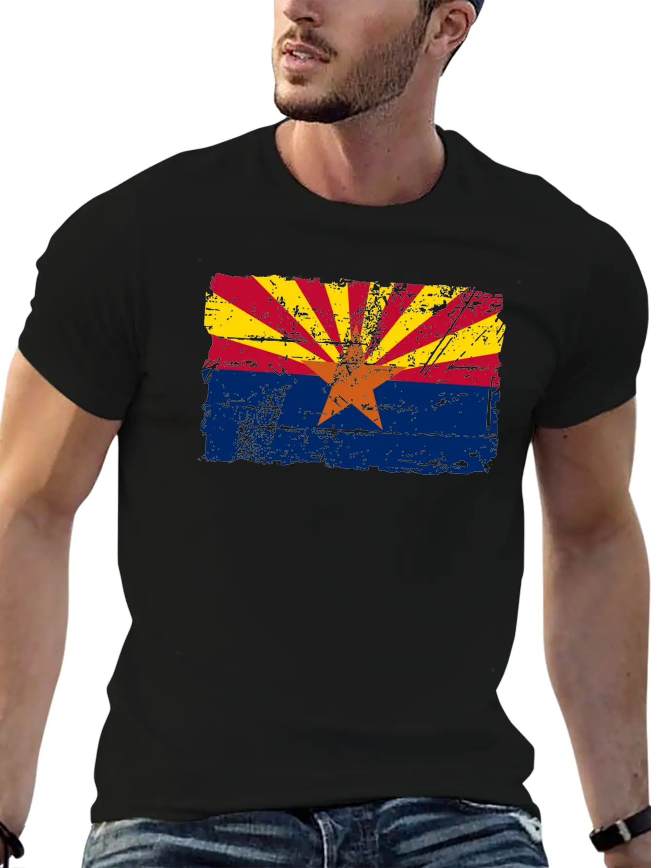 Flag Of Arizona - Vintage Look Casual Graphic T-Shirt – Simple And Comfortable Daily Wear