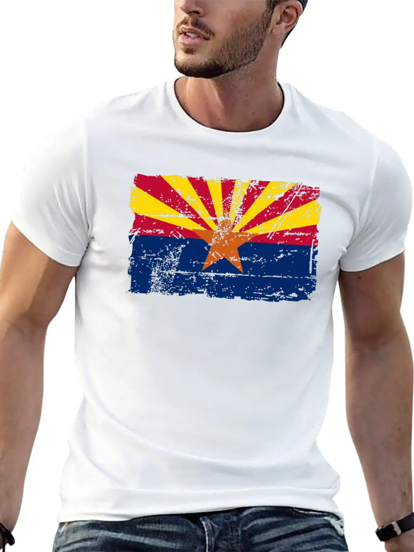 Flag Of Arizona - Vintage Look Casual Graphic T-Shirt – Simple And Comfortable Daily Wear