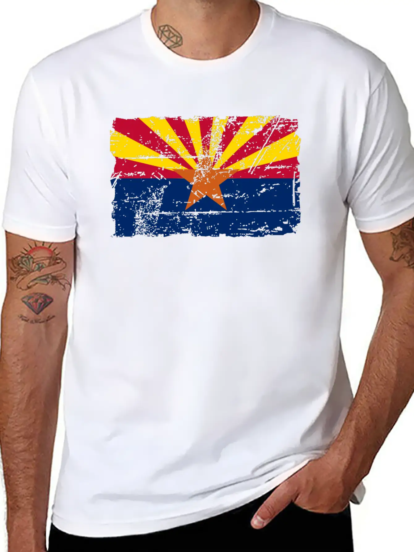 Flag Of Arizona - Vintage Look Casual Graphic T-Shirt – Simple And Comfortable Daily Wear