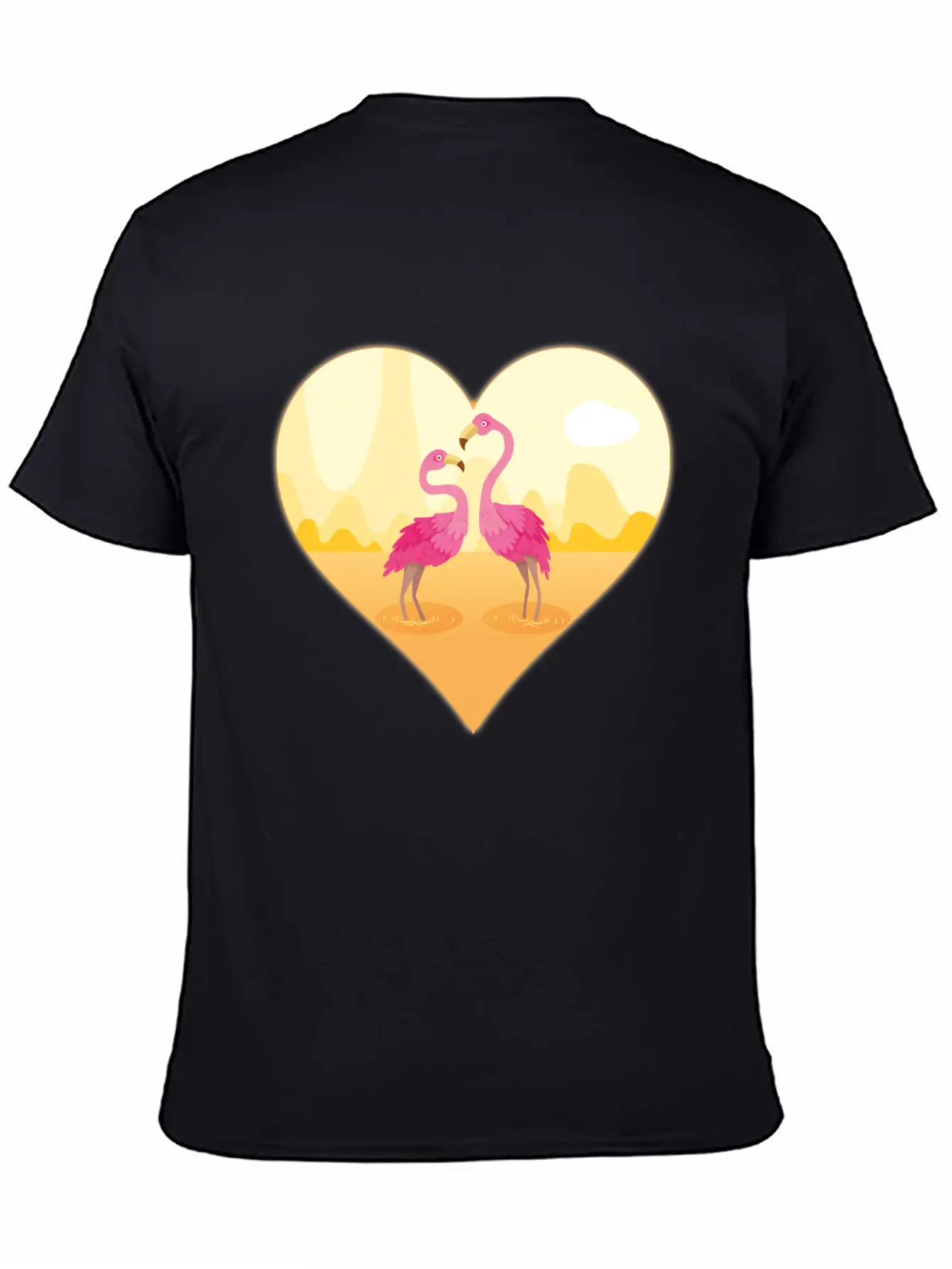 Flamingos Bird Heart Flamingo Cute Flamingo Gift Essential Unisex Summer Tee – Soft Cotton Casual Fit