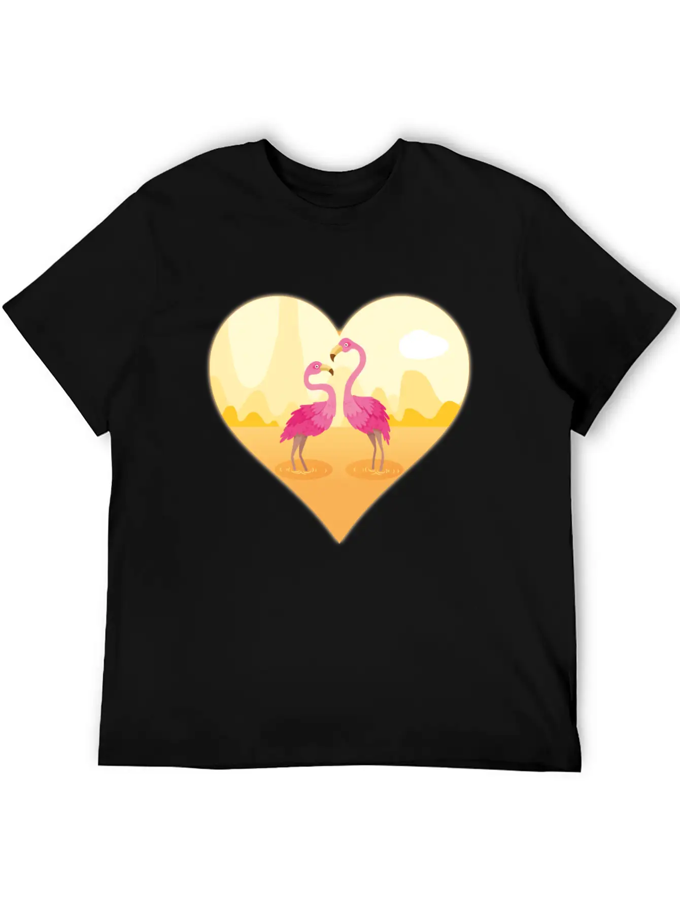 Flamingos Bird Heart Flamingo Cute Flamingo Gift Essential Unisex Summer Tee – Soft Cotton Casual Fit