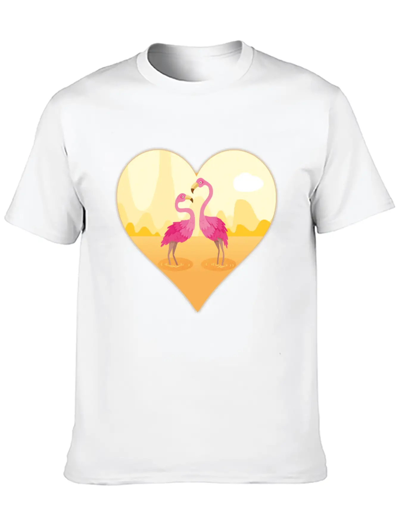 Flamingos Bird Heart Flamingo Cute Flamingo Gift Essential Unisex Summer Tee – Soft Cotton Casual Fit
