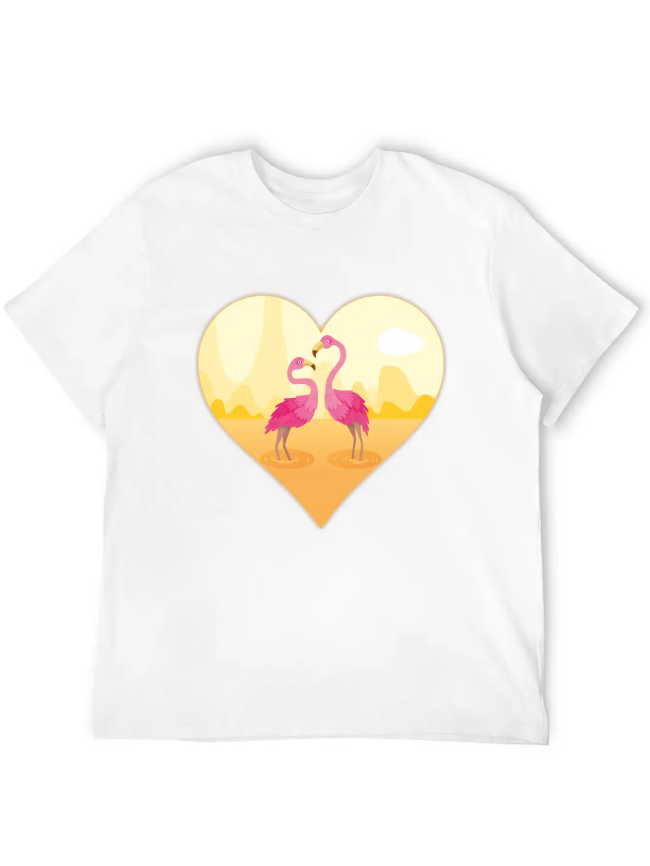 Flamingos Bird Heart Flamingo Cute Flamingo Gift Essential Unisex Summer Tee – Soft Cotton Casual Fit