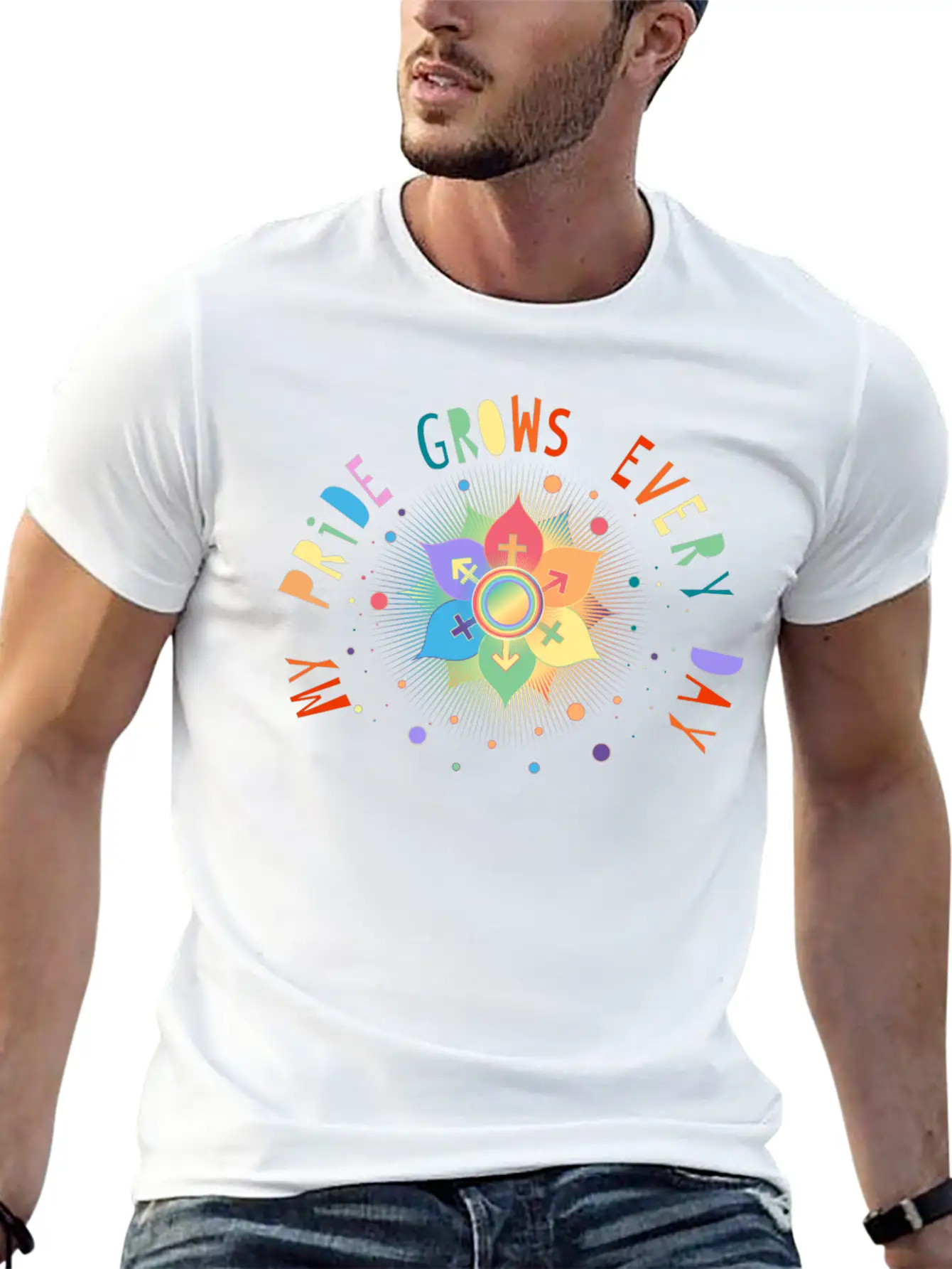 Flower With Gender Symbols Pride & Belonging Classic Cotton Tee – Unisex Comfort For Any Season