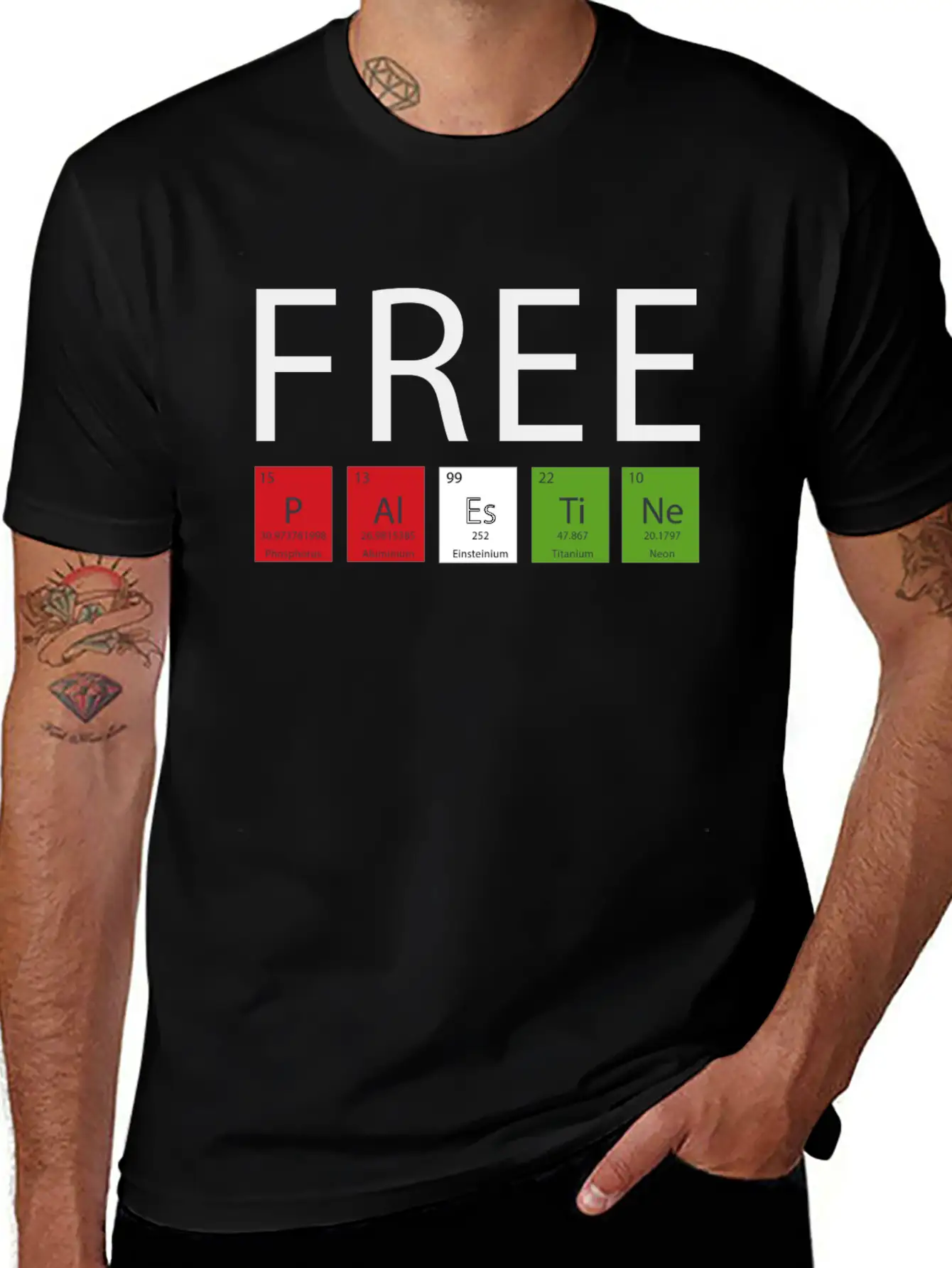 FREE PALESTINE BY CHEMISTRY ELEMENTS Casual Graphic T-Shirt – Simple And Comfortable Daily Wear