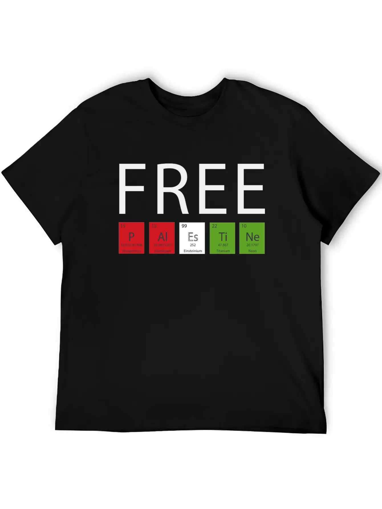 FREE PALESTINE BY CHEMISTRY ELEMENTS Casual Graphic T-Shirt – Simple And Comfortable Daily Wear