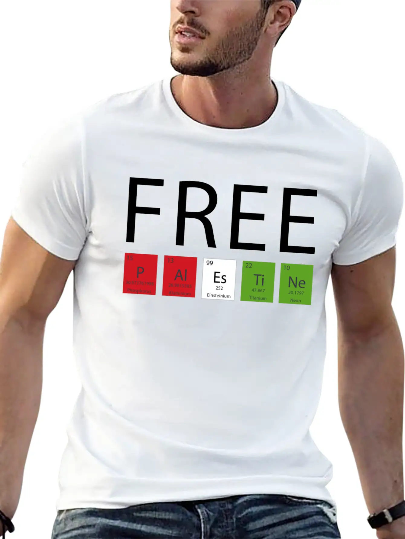 FREE PALESTINE BY CHEMISTRY ELEMENTS Casual Graphic T-Shirt – Simple And Comfortable Daily Wear
