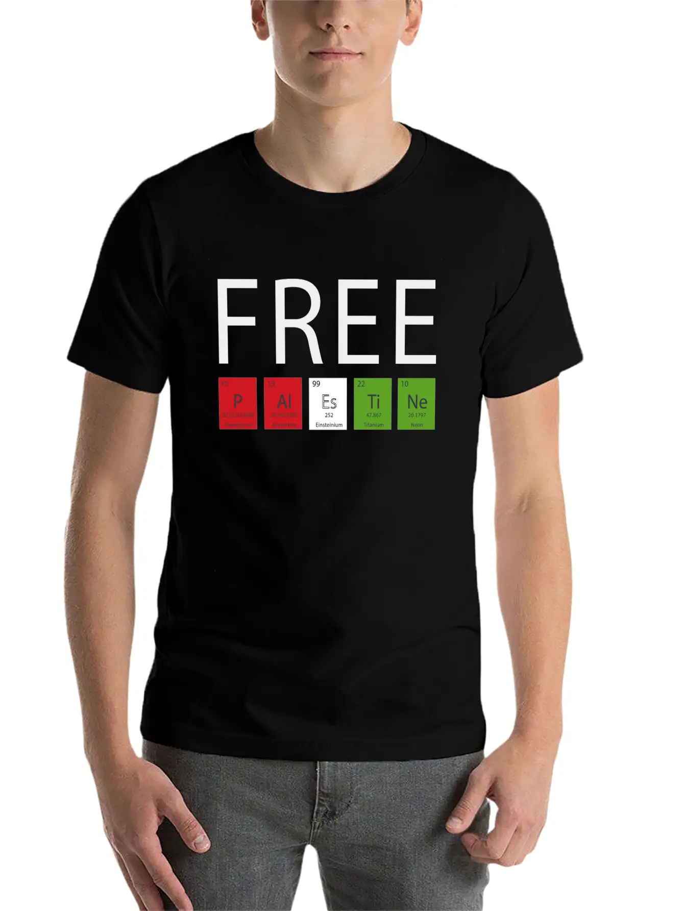 FREE PALESTINE BY CHEMISTRY ELEMENTS Casual Graphic T-Shirt – Simple And Comfortable Daily Wear