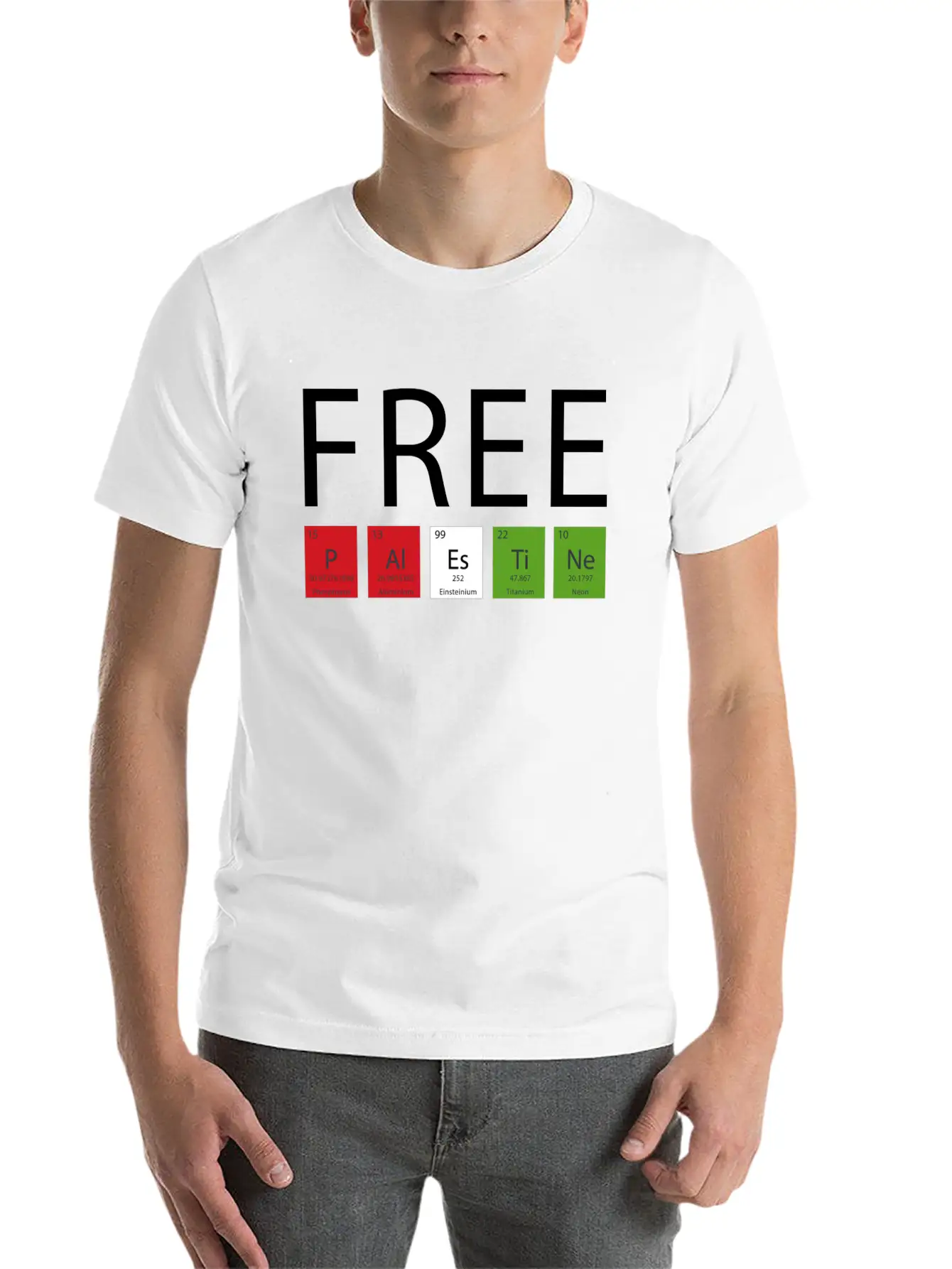 FREE PALESTINE BY CHEMISTRY ELEMENTS Casual Graphic T-Shirt – Simple And Comfortable Daily Wear
