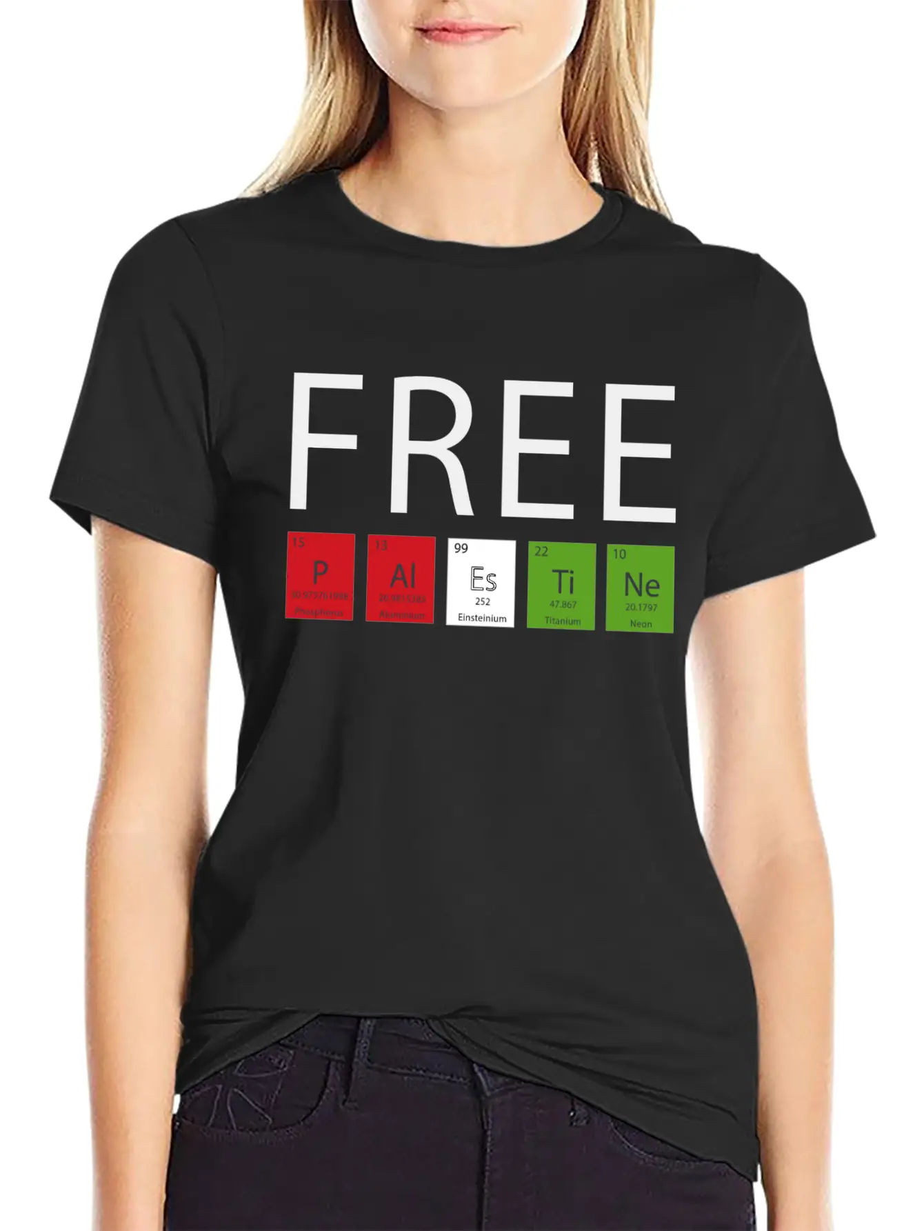 FREE PALESTINE BY CHEMISTRY ELEMENTS Casual Graphic T-Shirt – Simple And Comfortable Daily Wear