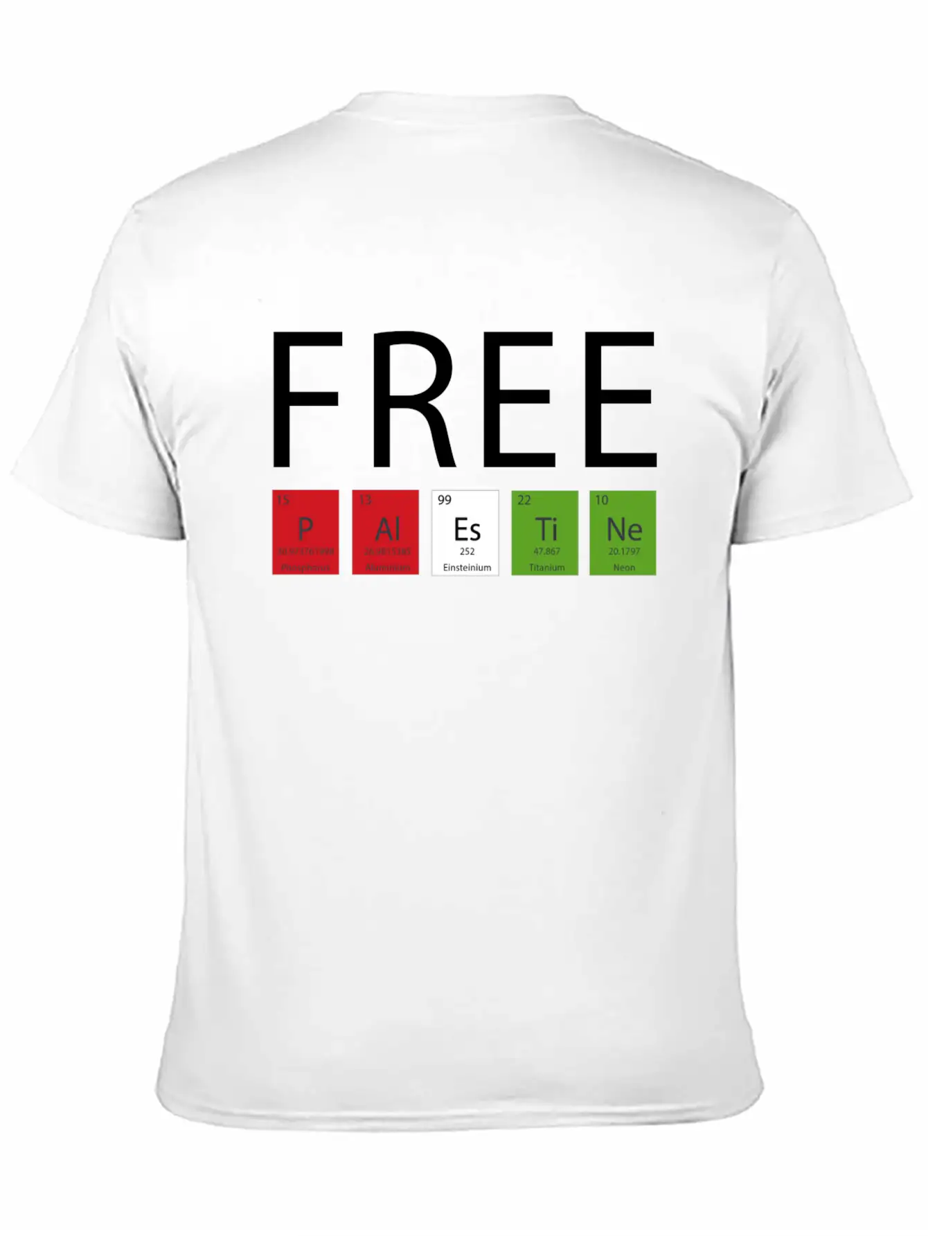 FREE PALESTINE BY CHEMISTRY ELEMENTS Casual Graphic T-Shirt – Simple And Comfortable Daily Wear