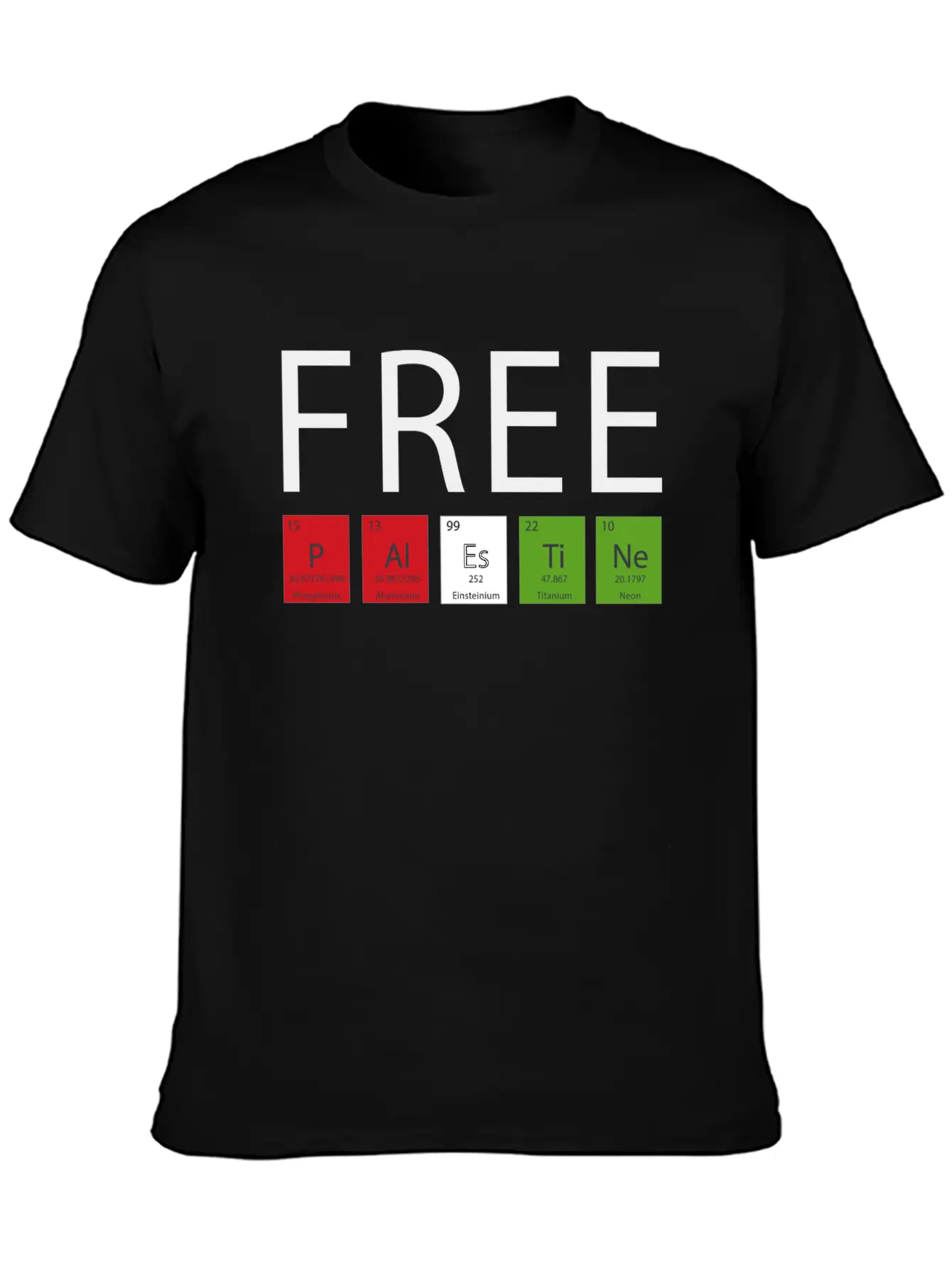 FREE PALESTINE BY CHEMISTRY ELEMENTS Casual Graphic T-Shirt – Simple And Comfortable Daily Wear