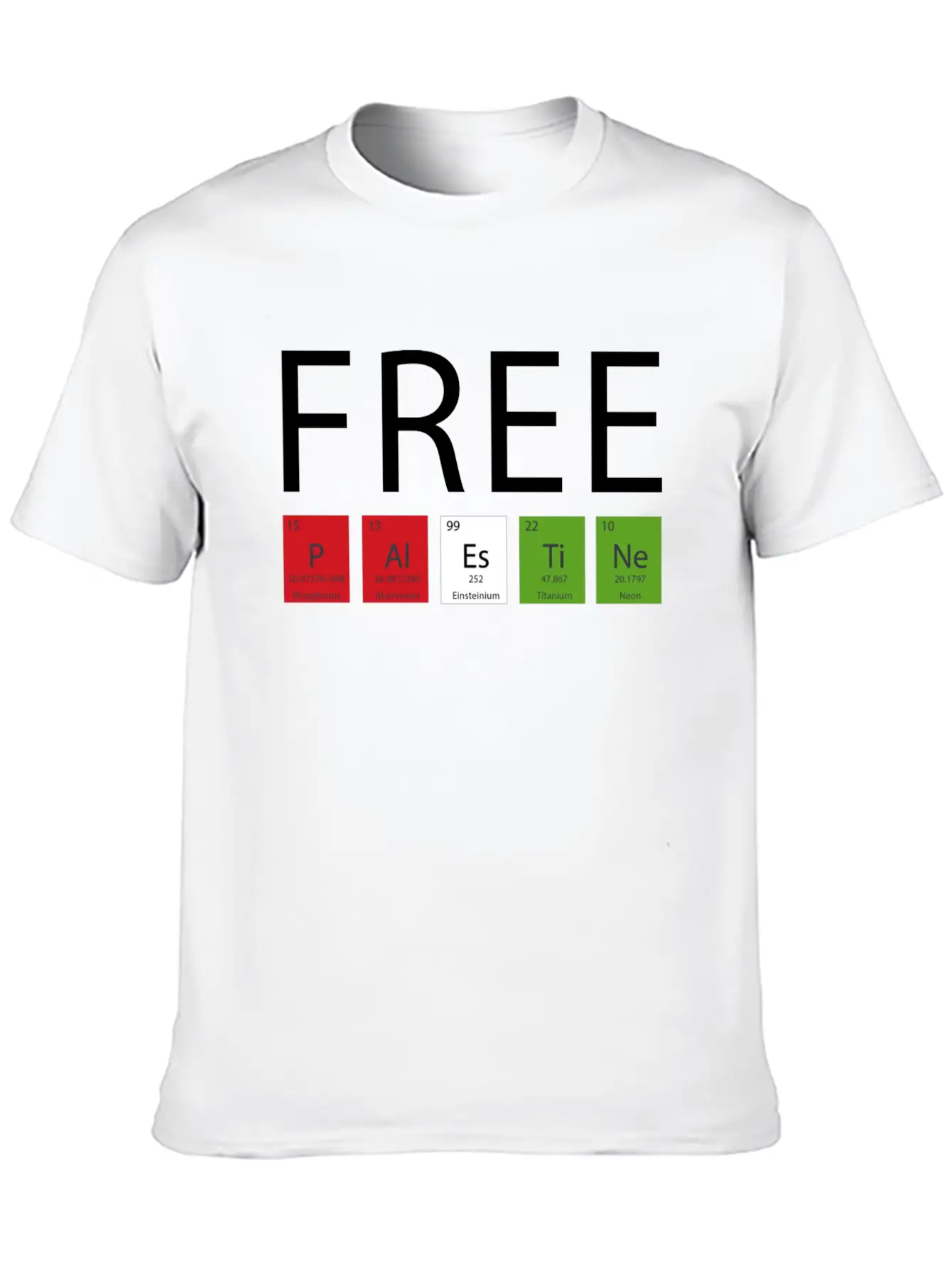 FREE PALESTINE BY CHEMISTRY ELEMENTS Casual Graphic T-Shirt – Simple And Comfortable Daily Wear