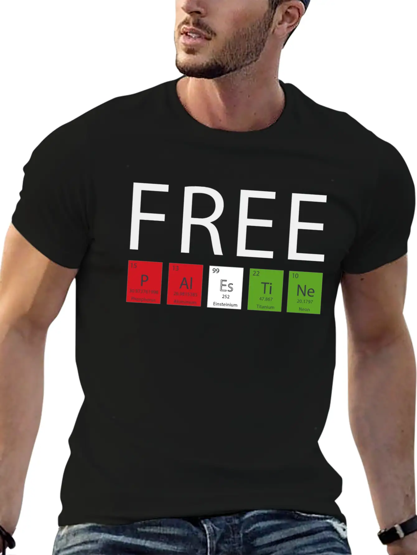 FREE PALESTINE BY CHEMISTRY ELEMENTS Casual Graphic T-Shirt – Simple And Comfortable Daily Wear