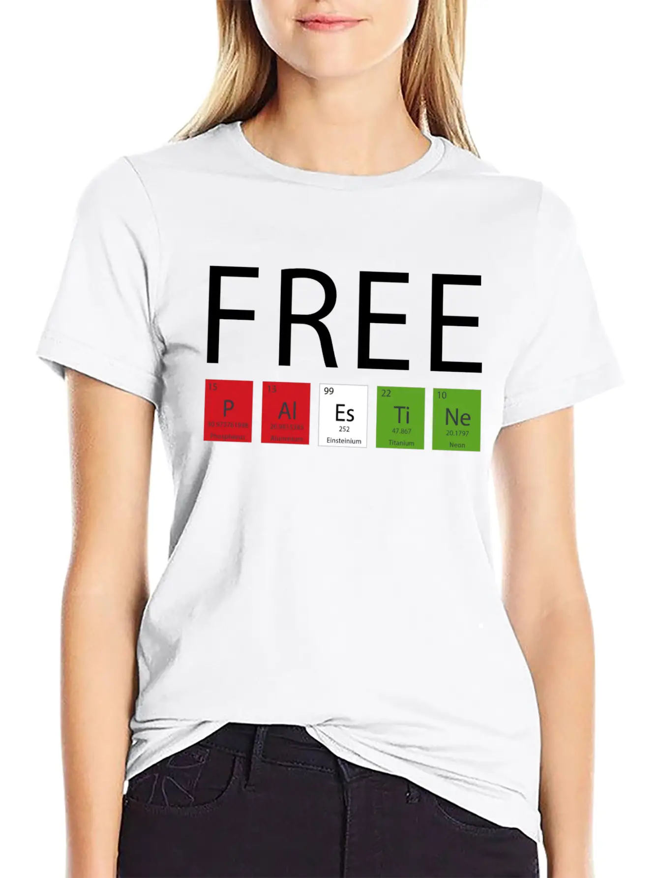 FREE PALESTINE BY CHEMISTRY ELEMENTS Casual Graphic T-Shirt – Simple And Comfortable Daily Wear