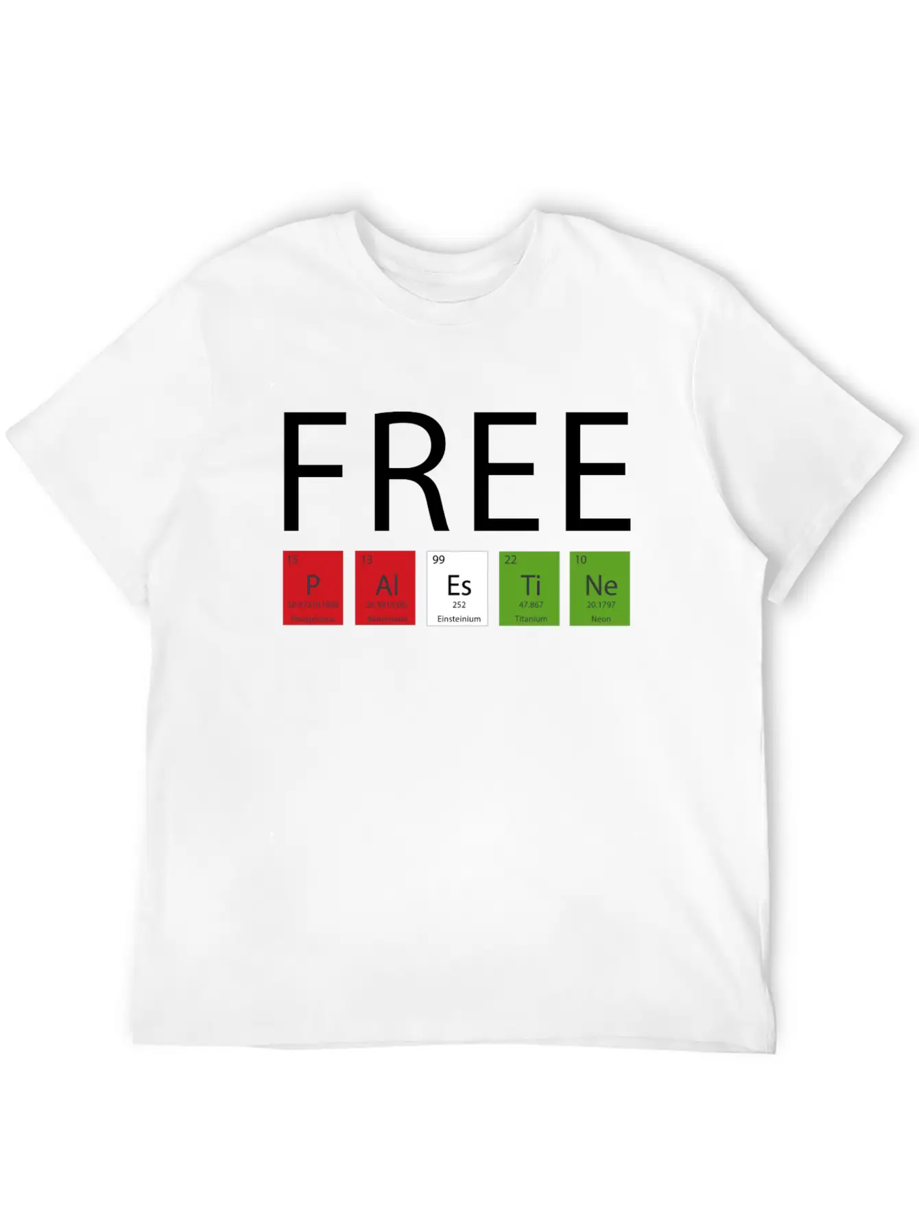 FREE PALESTINE BY CHEMISTRY ELEMENTS Casual Graphic T-Shirt – Simple And Comfortable Daily Wear