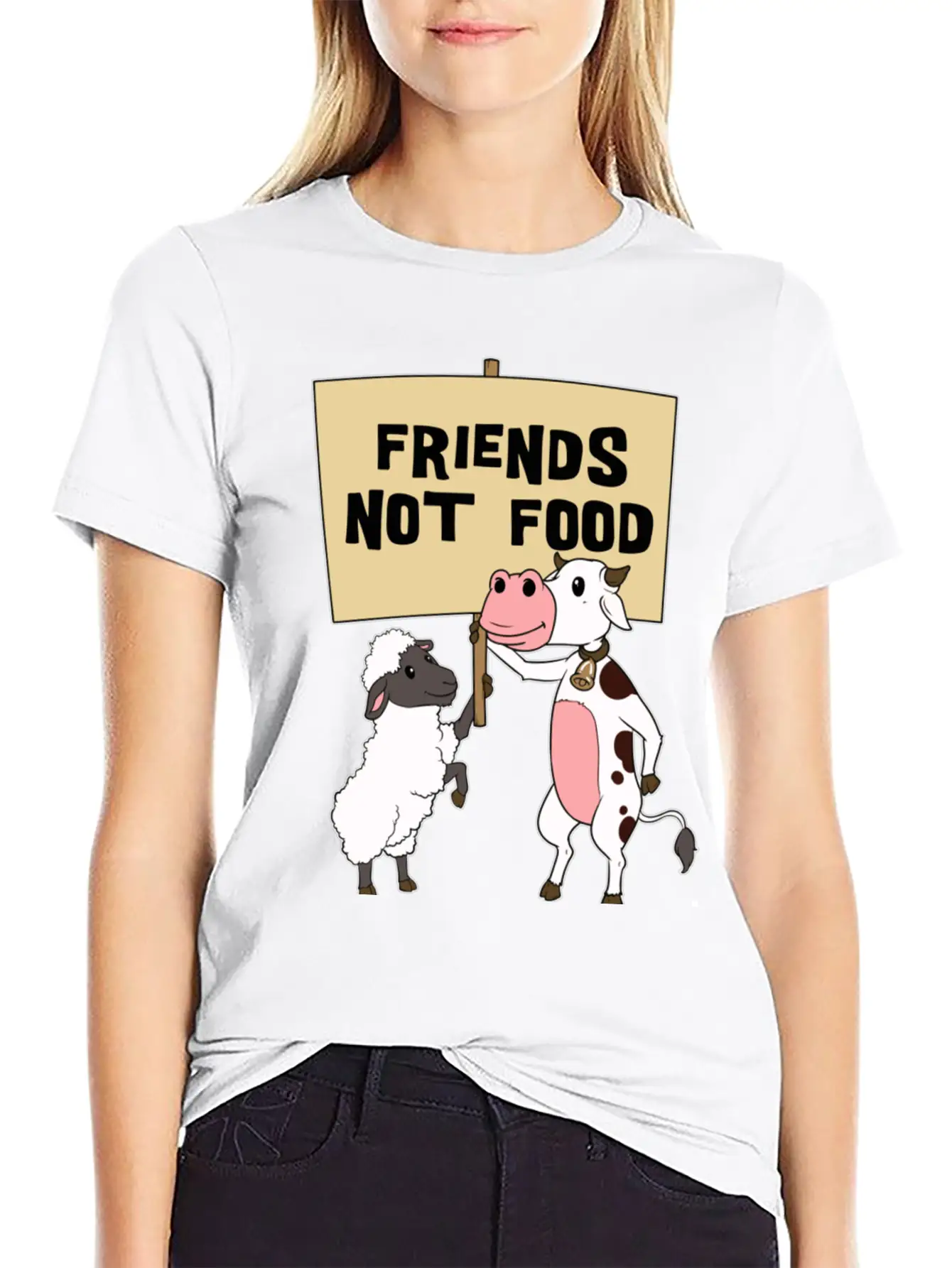Friends - Not Food - Vegetarian - Vegan Casual Graphic T-Shirt – Simple And Comfortable Daily Wear