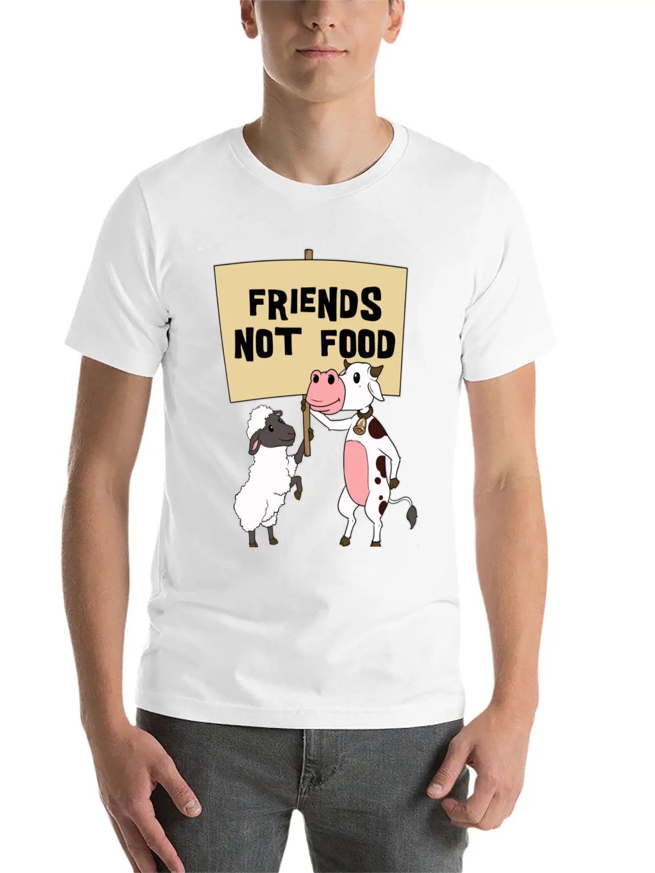 Friends - Not Food - Vegetarian - Vegan Casual Graphic T-Shirt – Simple And Comfortable Daily Wear