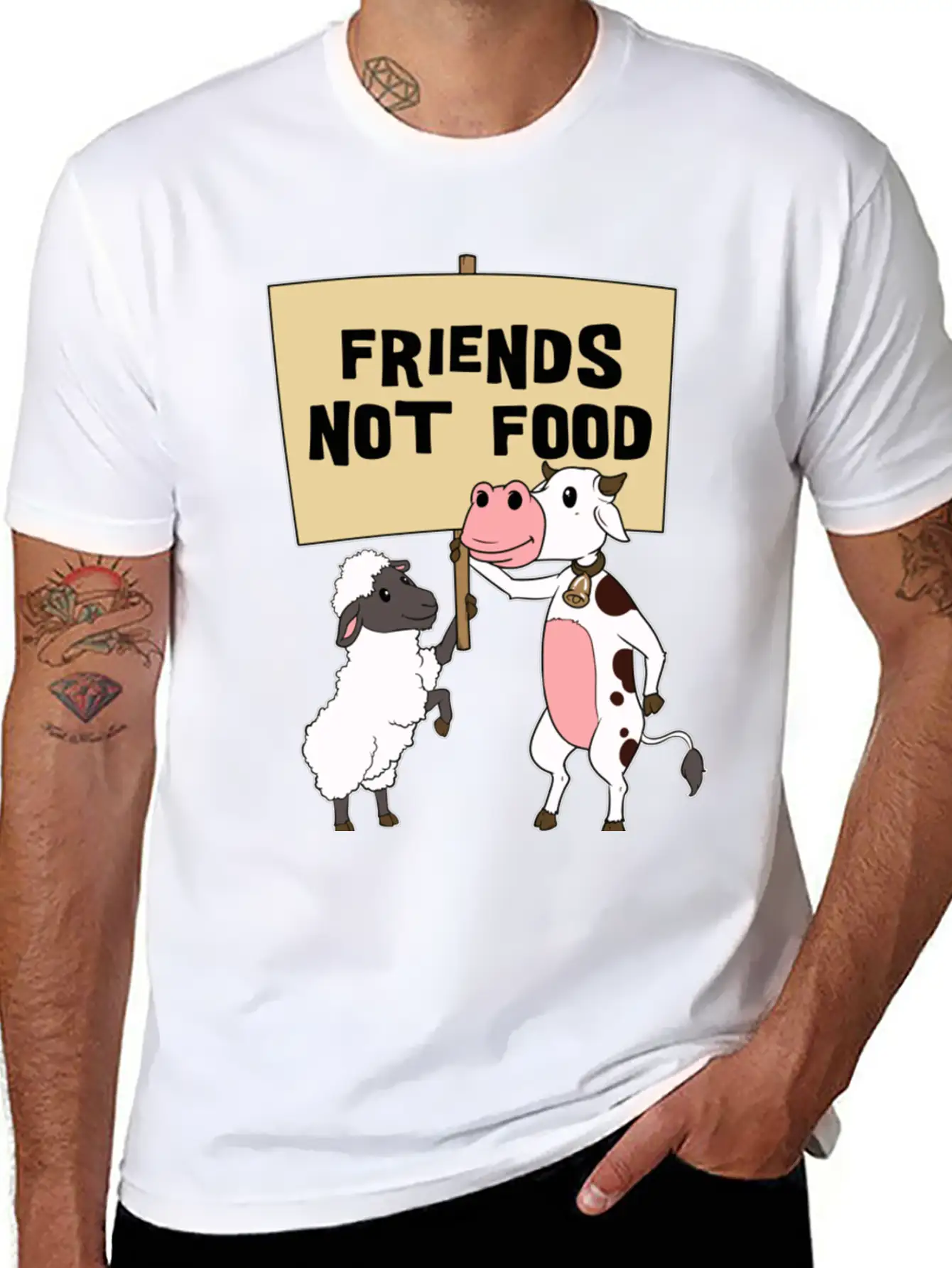 Friends - Not Food - Vegetarian - Vegan Casual Graphic T-Shirt – Simple And Comfortable Daily Wear