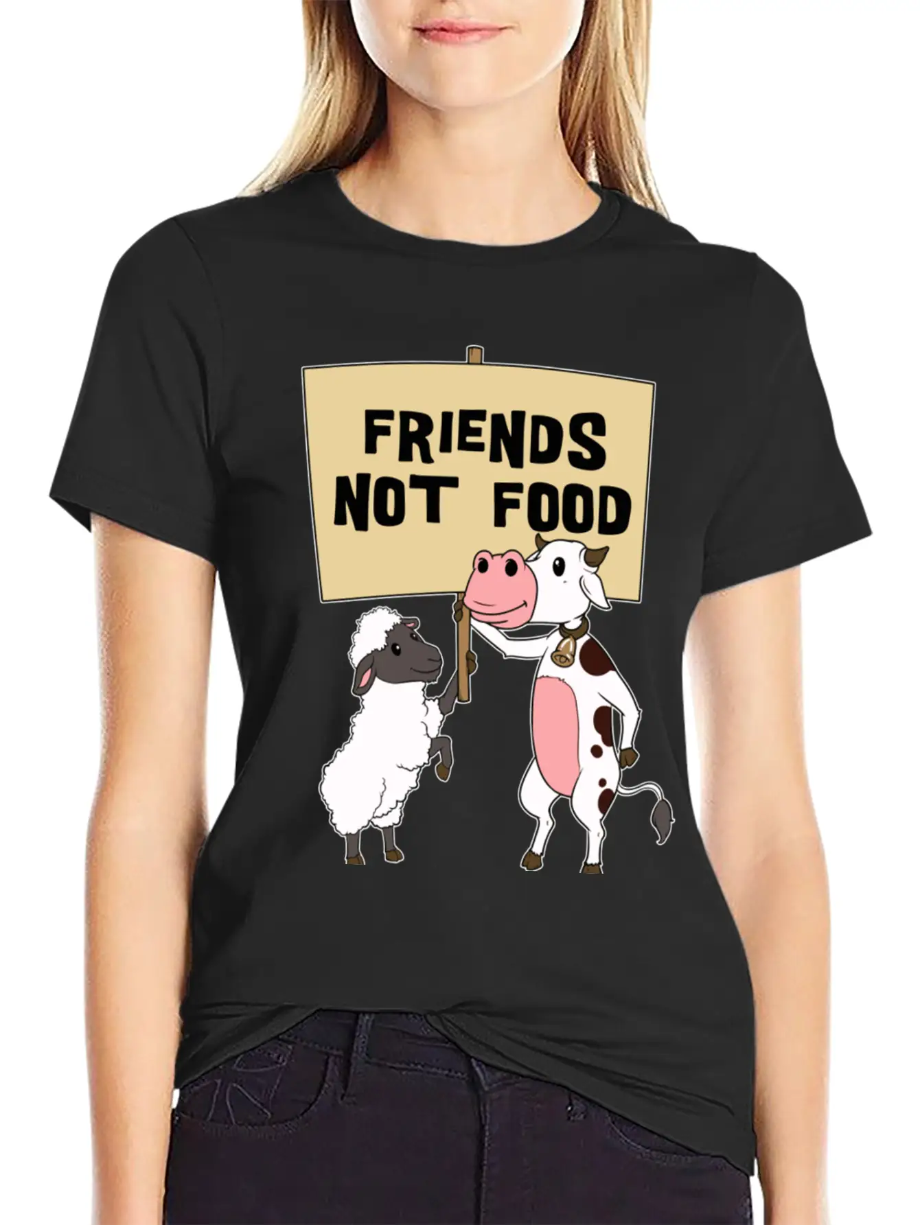 Friends - Not Food - Vegetarian - Vegan Casual Graphic T-Shirt – Simple And Comfortable Daily Wear