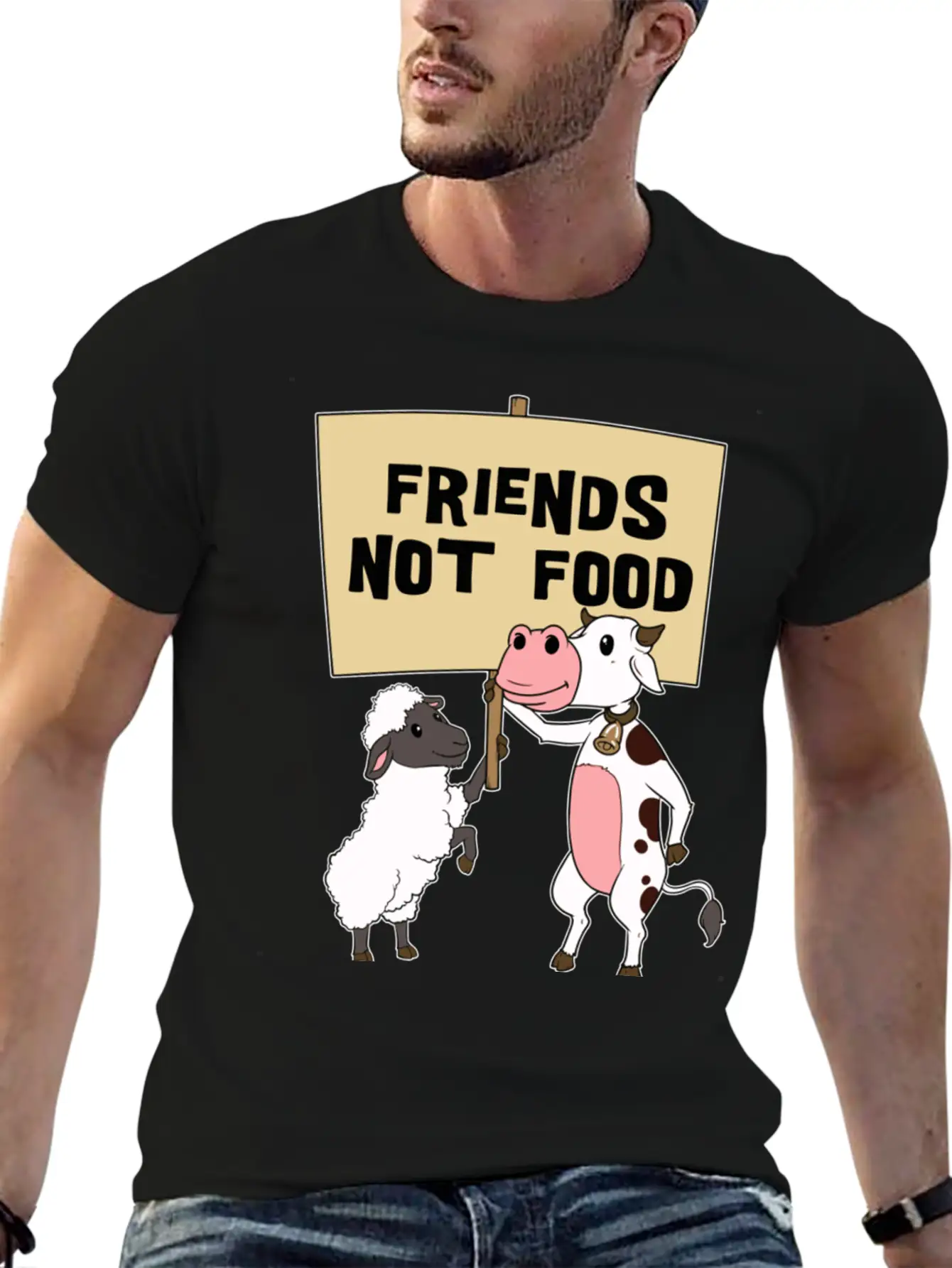 Friends - Not Food - Vegetarian - Vegan Casual Graphic T-Shirt – Simple And Comfortable Daily Wear