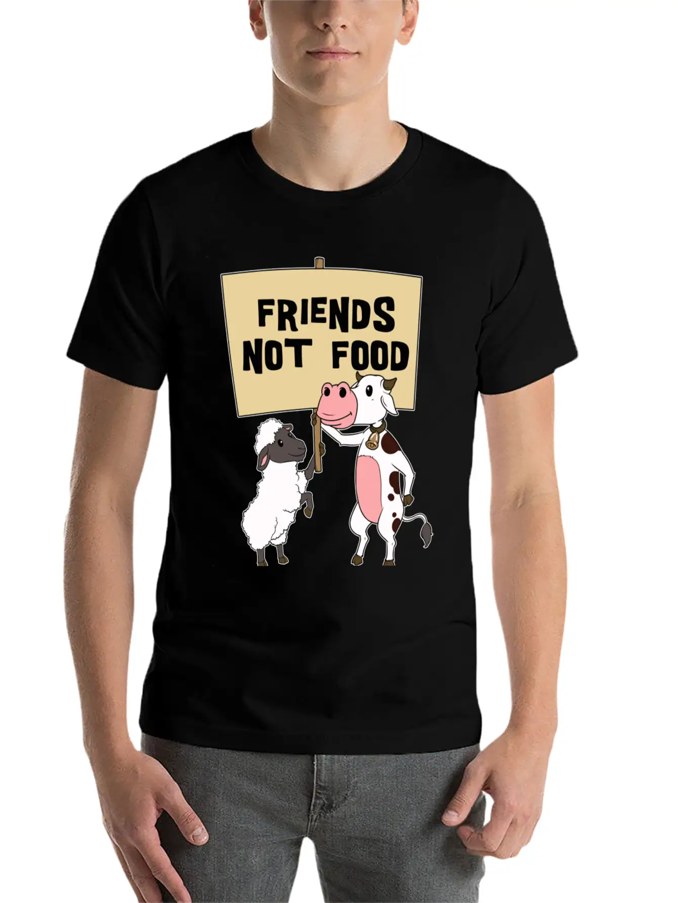 Friends - Not Food - Vegetarian - Vegan Casual Graphic T-Shirt – Simple And Comfortable Daily Wear