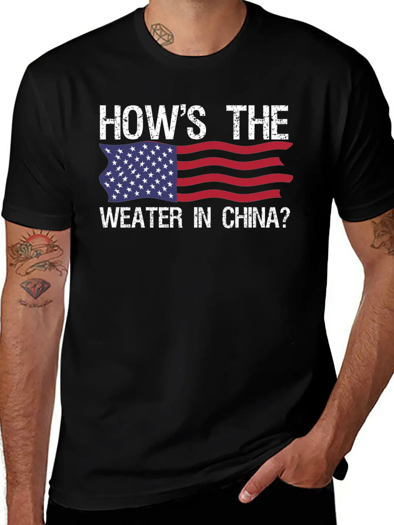 Funny Biden How S The Weather In China T Shirt Casual Graphic T-Shirt – Simple And Comfortable Daily Wear