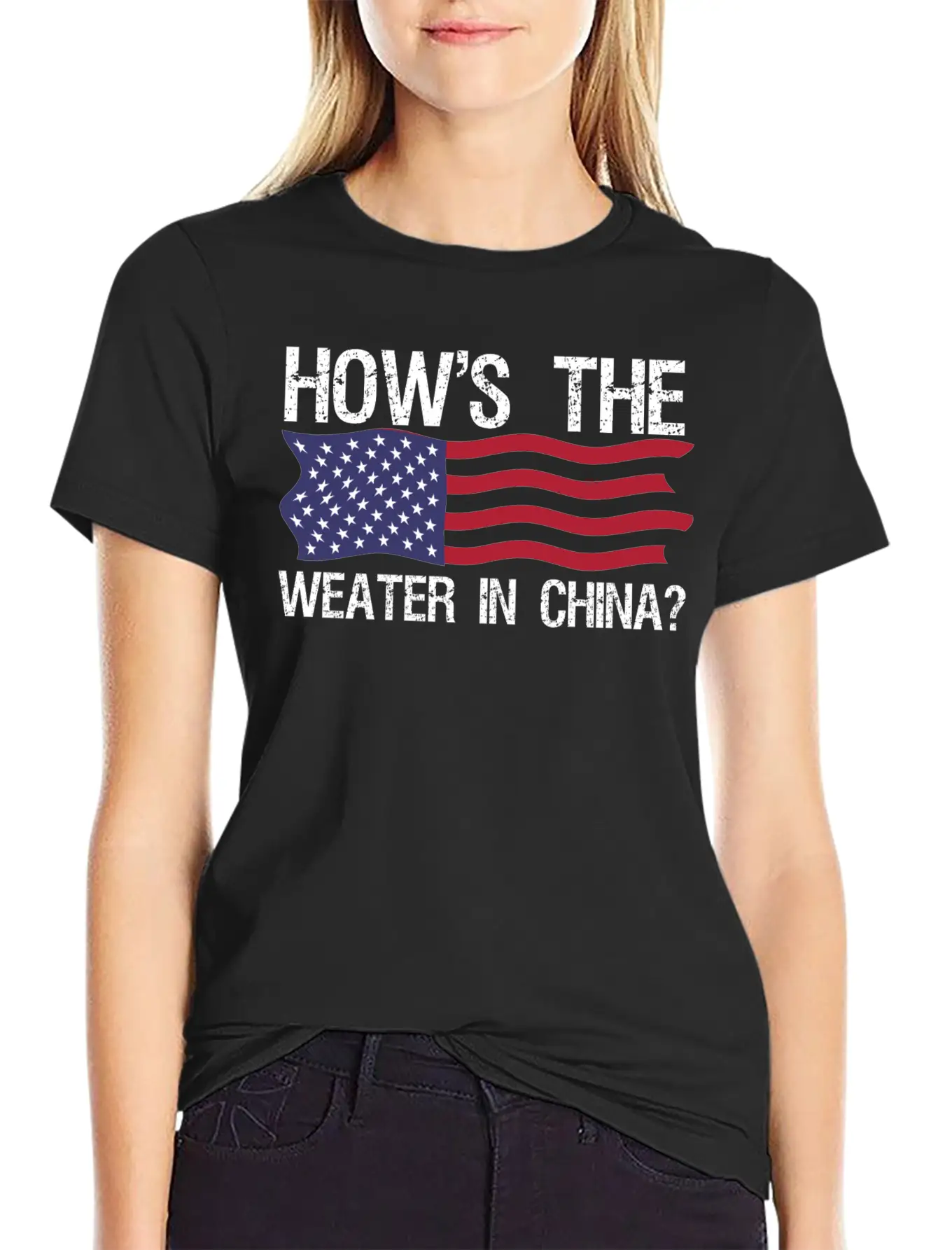 Funny Biden How S The Weather In China T Shirt Casual Graphic T-Shirt – Simple And Comfortable Daily Wear