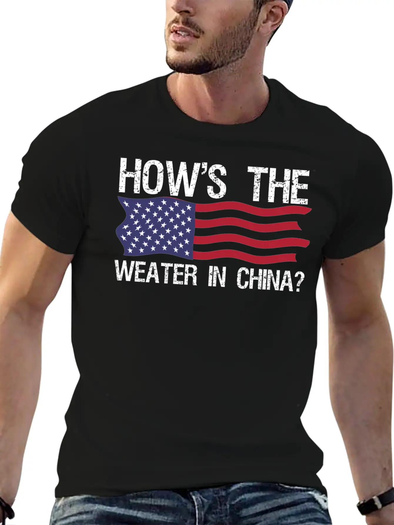 Funny Biden How S The Weather In China T Shirt Casual Graphic T-Shirt – Simple And Comfortable Daily Wear