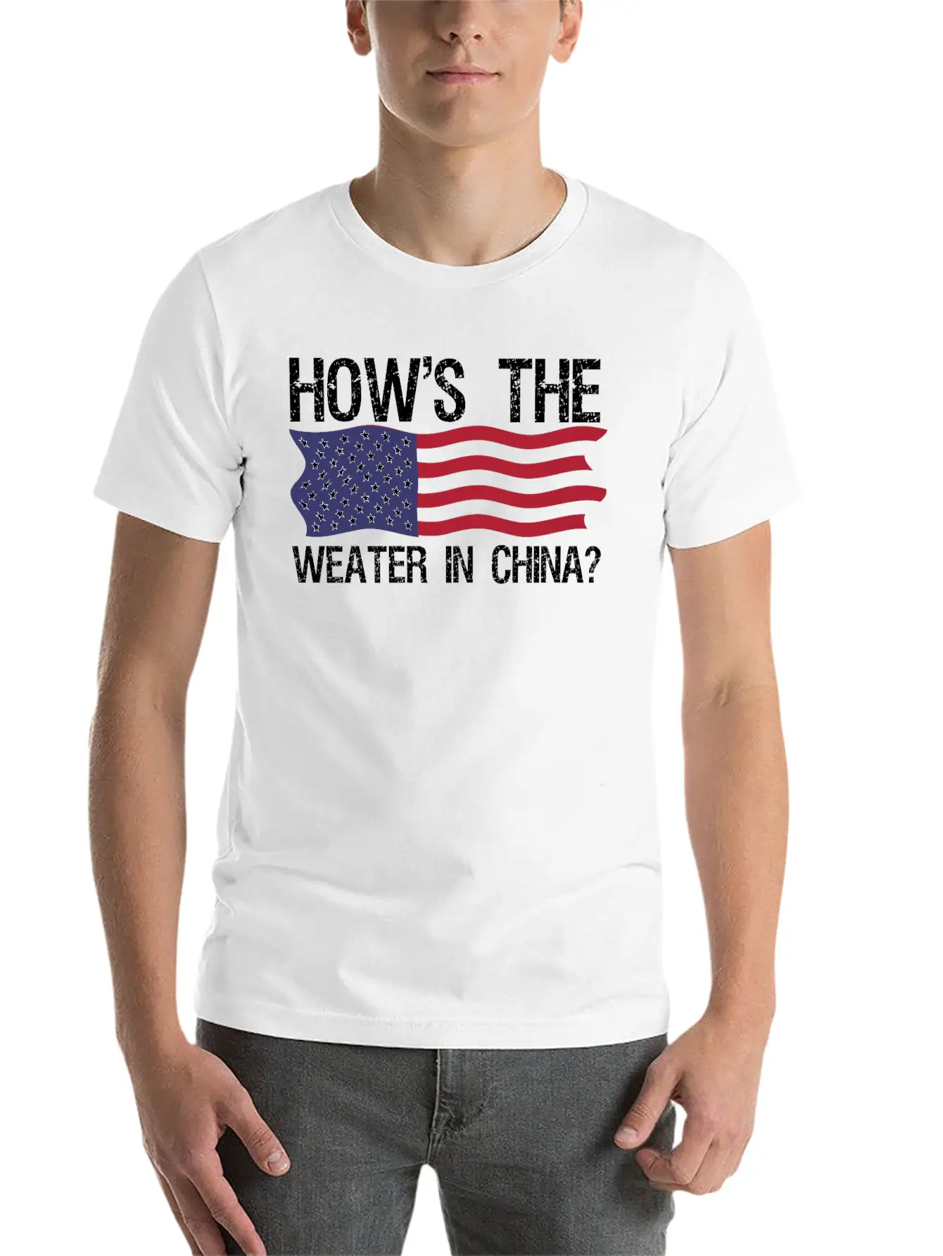Funny Biden How S The Weather In China T Shirt Casual Graphic T-Shirt – Simple And Comfortable Daily Wear