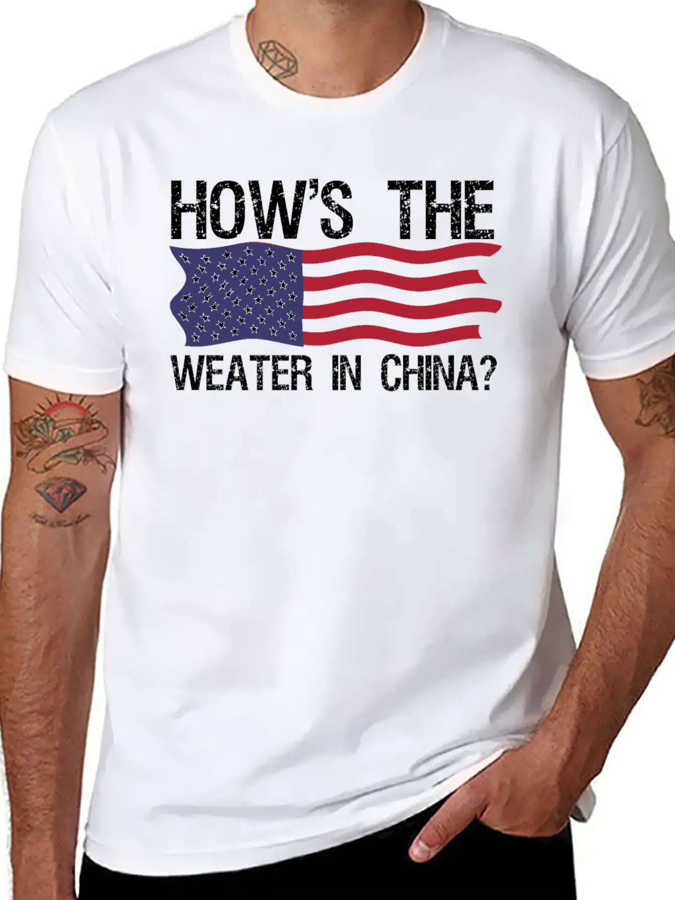 Funny Biden How S The Weather In China T Shirt Casual Graphic T-Shirt – Simple And Comfortable Daily Wear