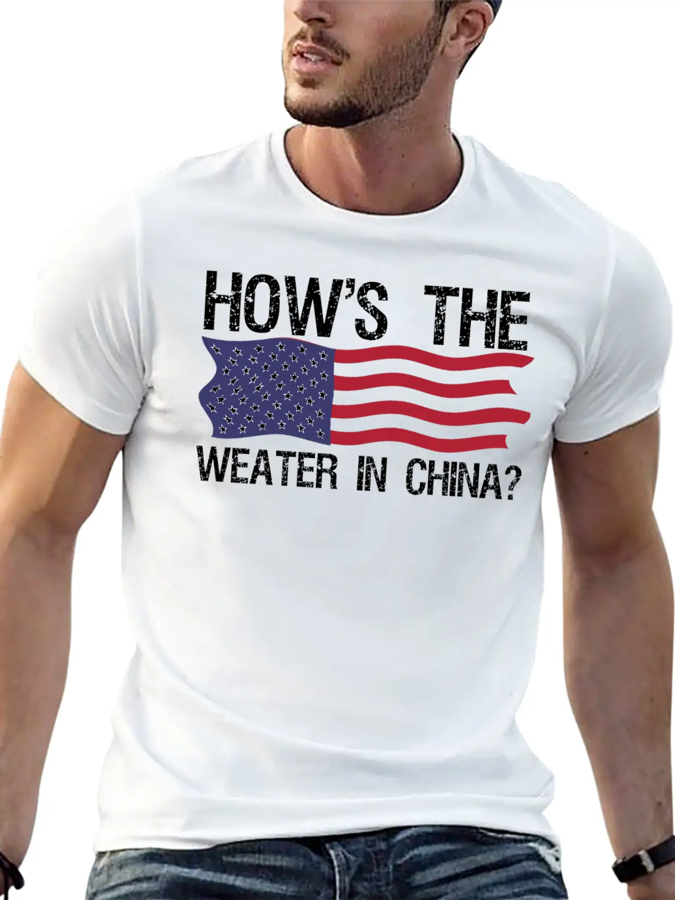 Funny Biden How S The Weather In China T Shirt Casual Graphic T-Shirt – Simple And Comfortable Daily Wear