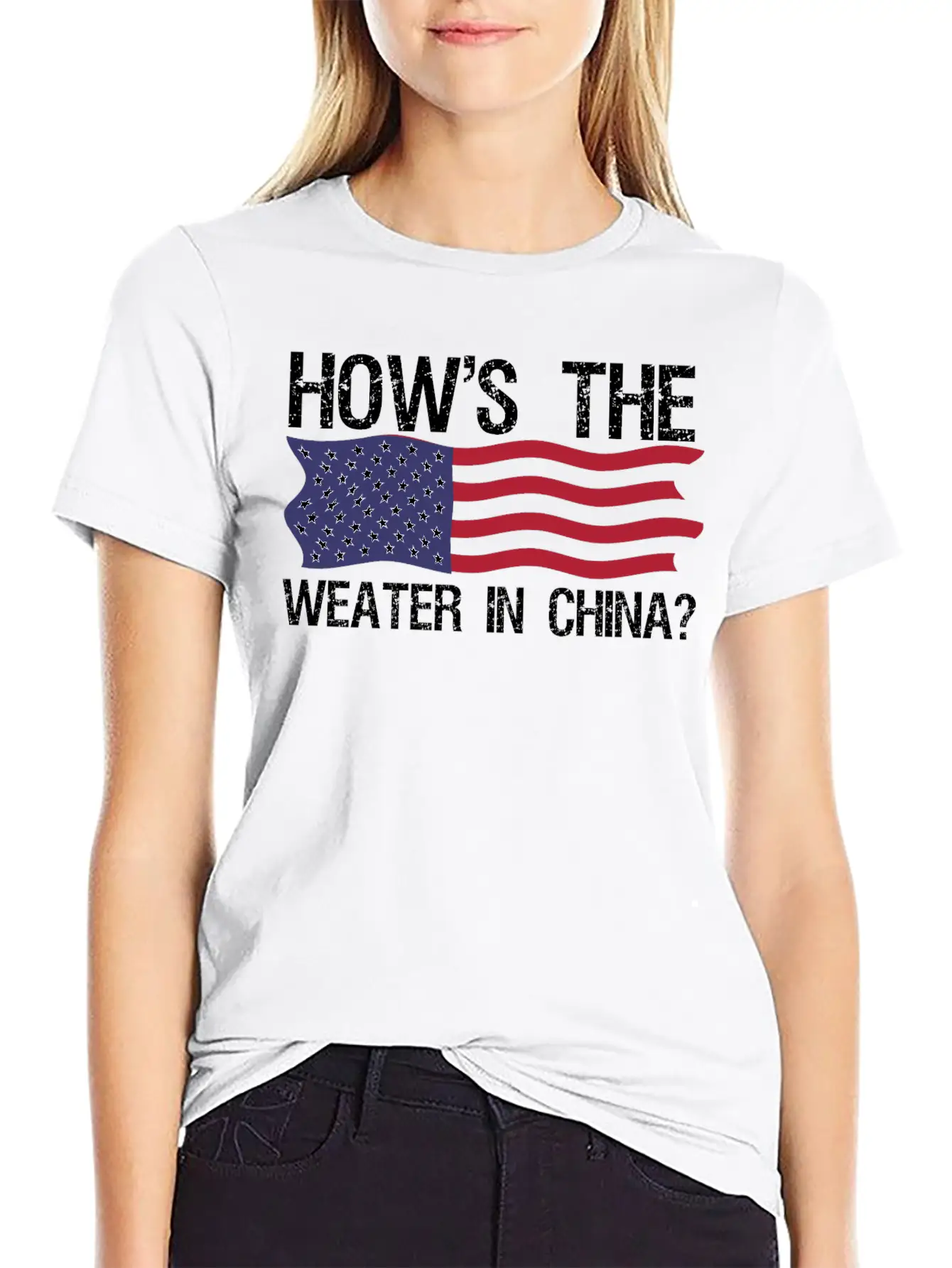 Funny Biden How S The Weather In China T Shirt Casual Graphic T-Shirt – Simple And Comfortable Daily Wear