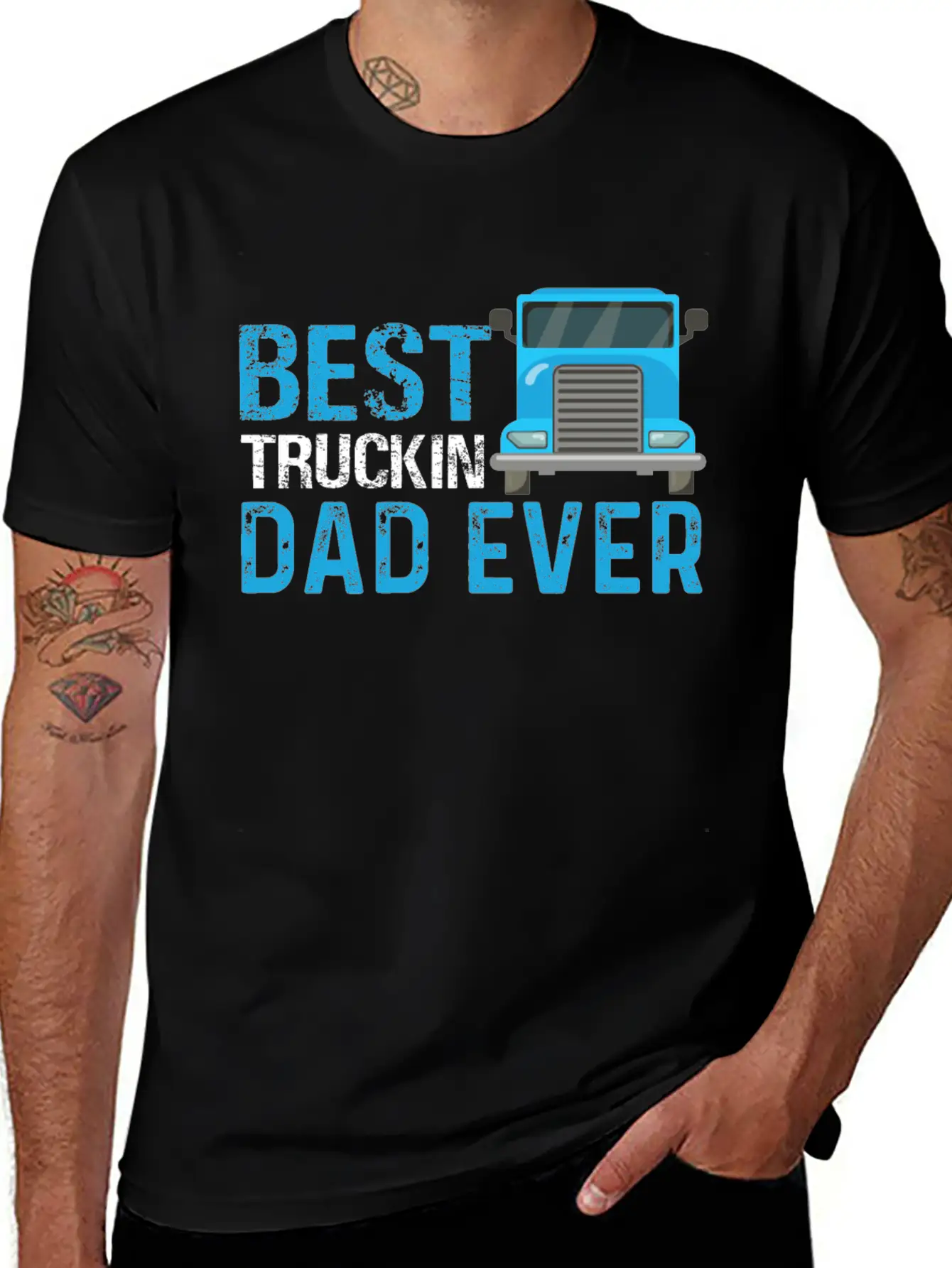 Funny Dad Trucks Lovers - Dad Truck Drivers Essential Unisex Summer Tee – Soft Cotton Casual Fit