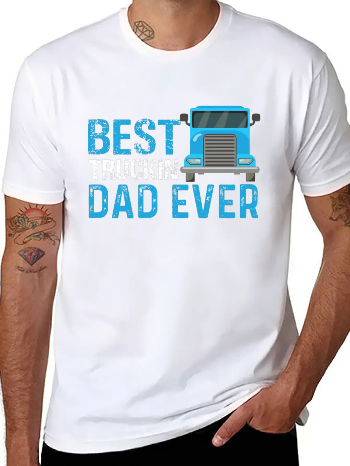 Funny Dad Trucks Lovers - Dad Truck Drivers Essential Unisex Summer Tee – Soft Cotton Casual Fit