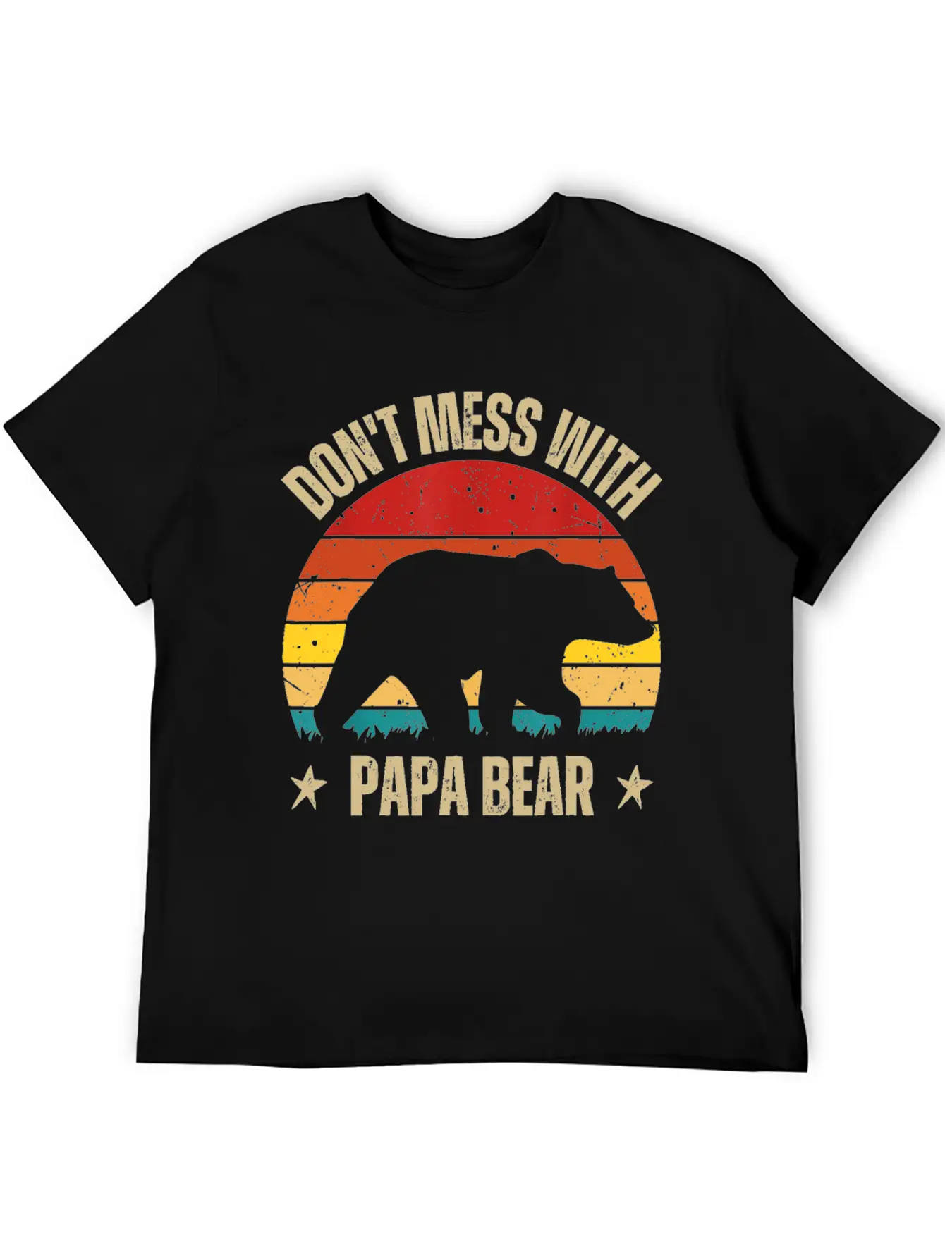 Funny Papa Bear Don't Mess With Papa Bear Retro Casual Graphic T-Shirt – Simple And Comfortable Daily Wear