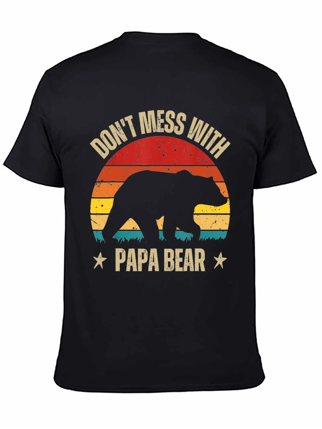 Funny Papa Bear Don't Mess With Papa Bear Retro Casual Graphic T-Shirt – Simple And Comfortable Daily Wear