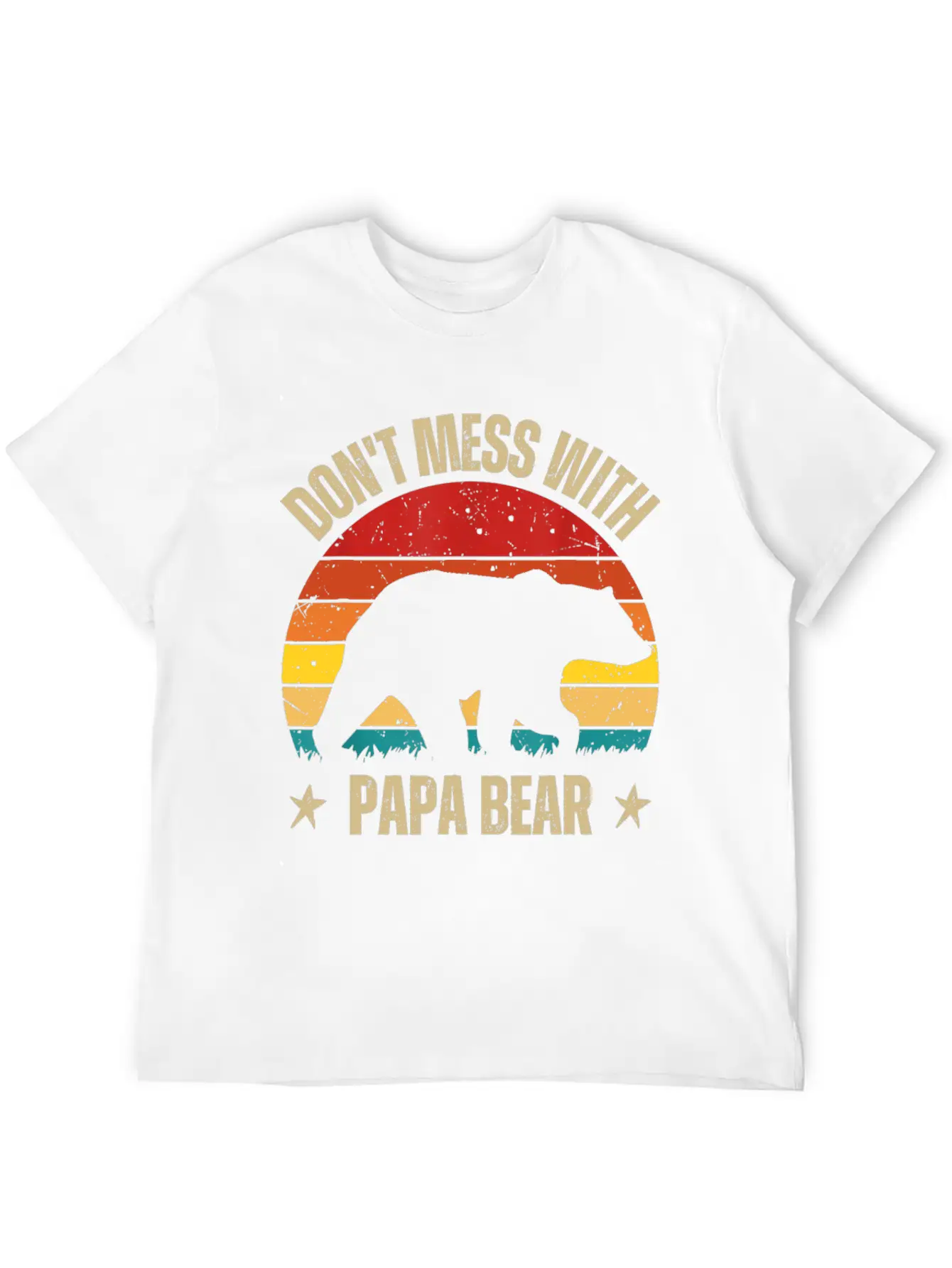 Funny Papa Bear Don't Mess With Papa Bear Retro Casual Graphic T-Shirt – Simple And Comfortable Daily Wear