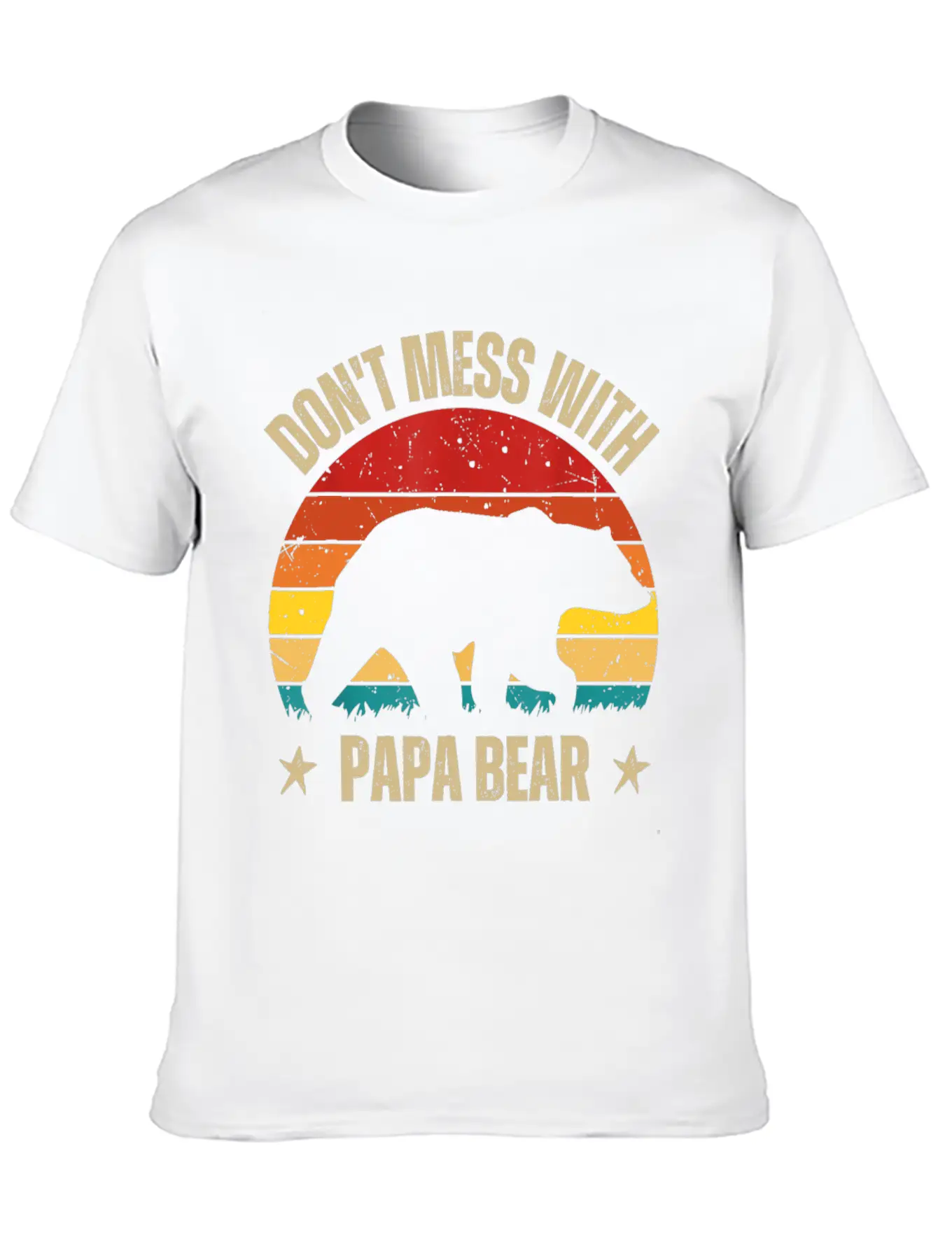 Funny Papa Bear Don't Mess With Papa Bear Retro Casual Graphic T-Shirt – Simple And Comfortable Daily Wear