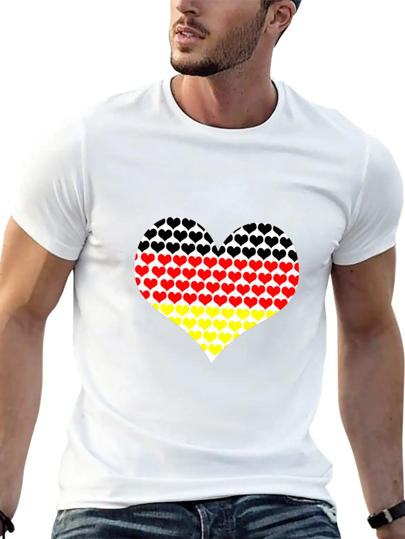 (Germany Flag Heart Shaped) Lightweight Cotton T-Shirt – Daily Comfort Graphic Shirt