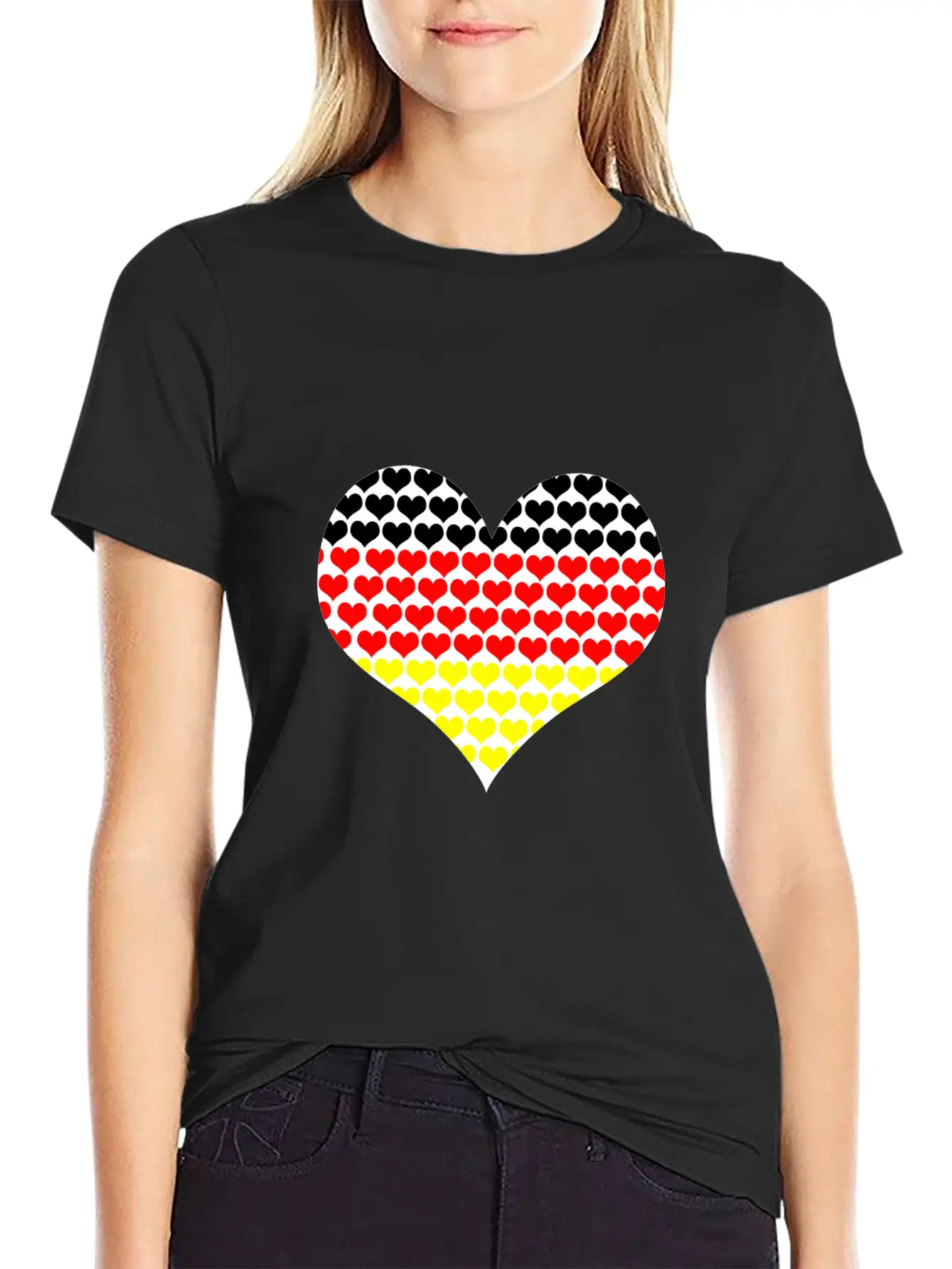 (Germany Flag Heart Shaped) Lightweight Cotton T-Shirt – Daily Comfort Graphic Shirt