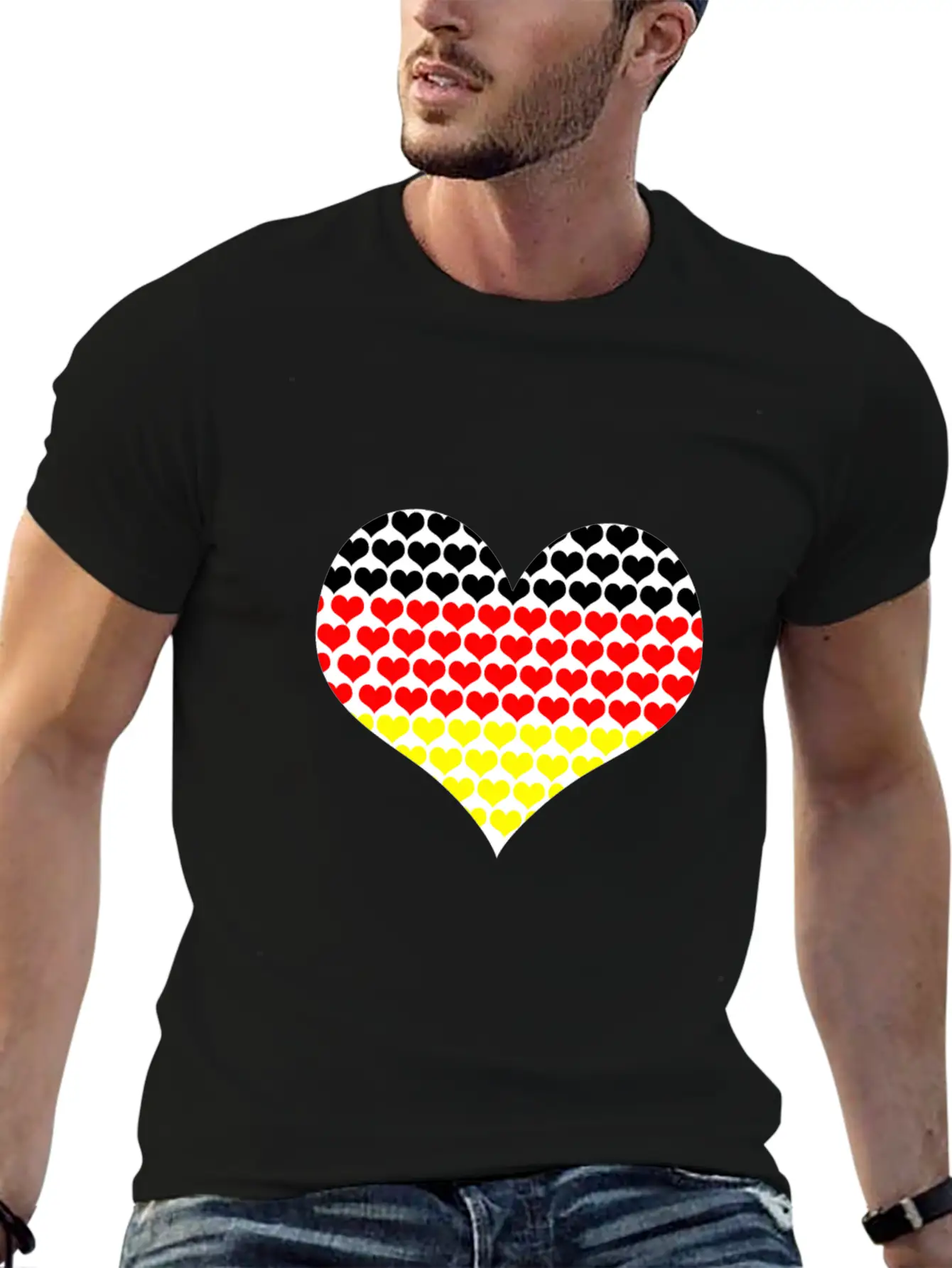 (Germany Flag Heart Shaped) Lightweight Cotton T-Shirt – Daily Comfort Graphic Shirt