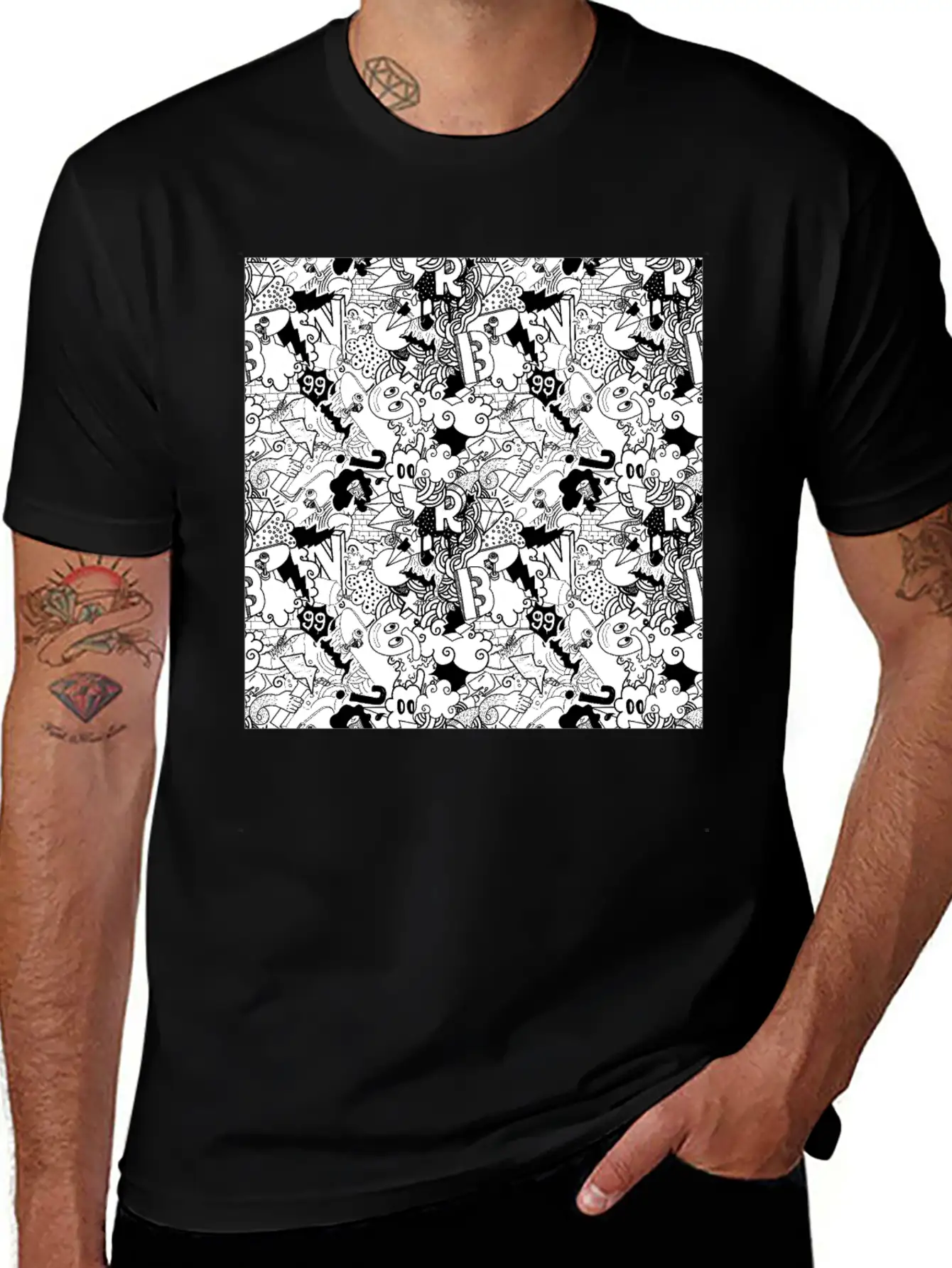 Graffiti Pattern | Street Art Urban Graphic Classic Cotton Tee – Unisex Comfort For Any Season