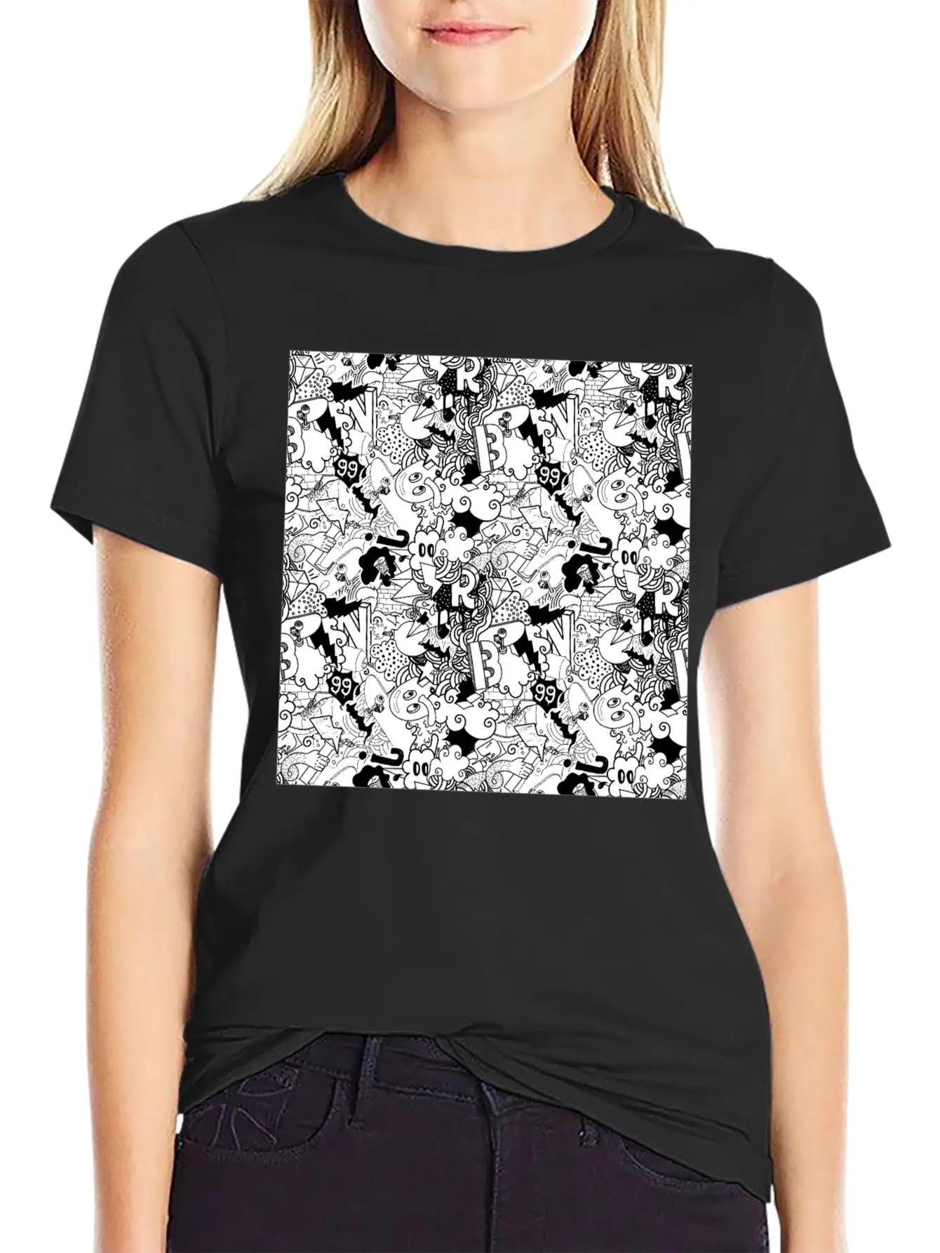 Graffiti Pattern | Street Art Urban Graphic Classic Cotton Tee – Unisex Comfort For Any Season