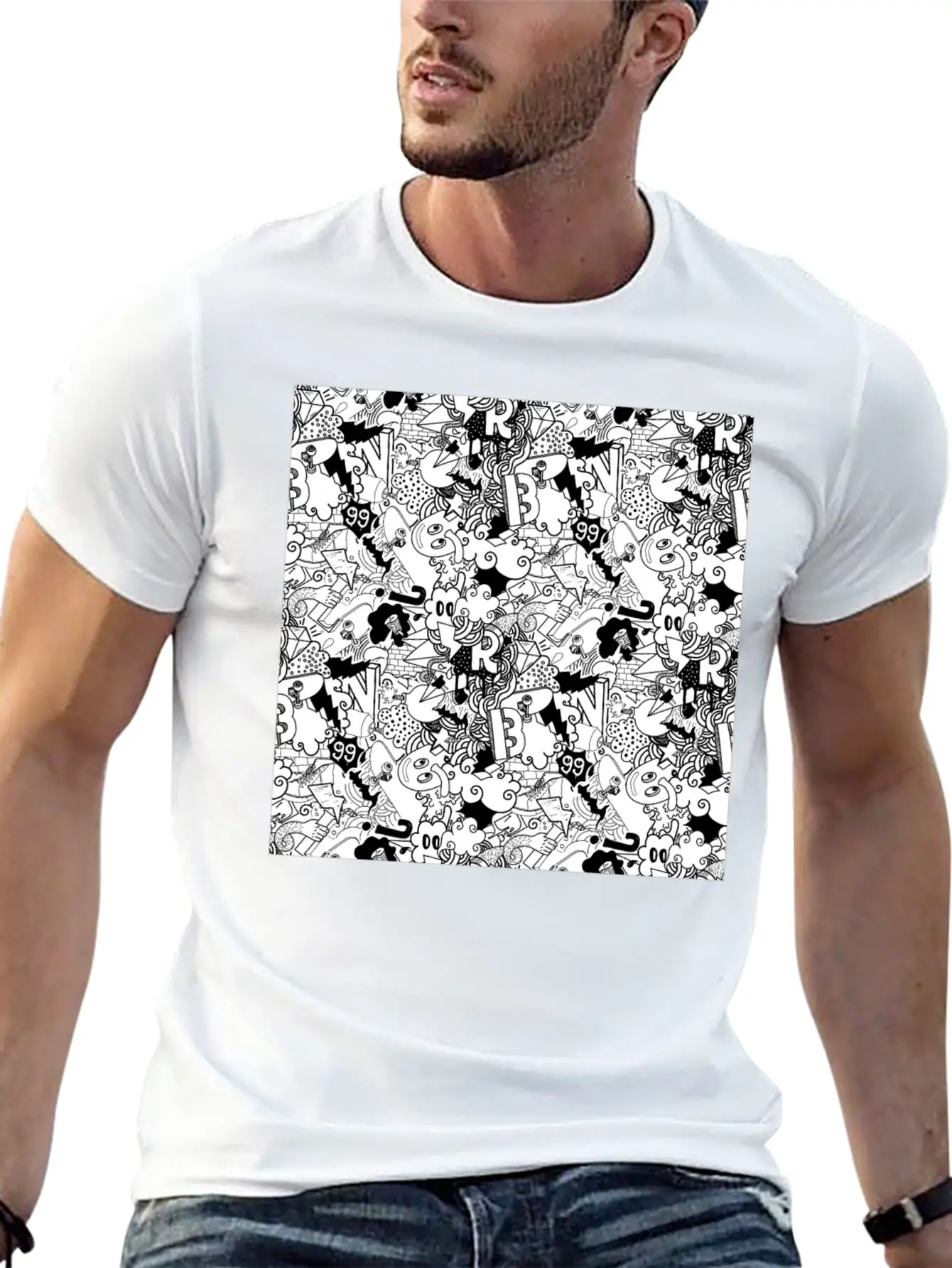 Graffiti Pattern | Street Art Urban Graphic Classic Cotton Tee – Unisex Comfort For Any Season