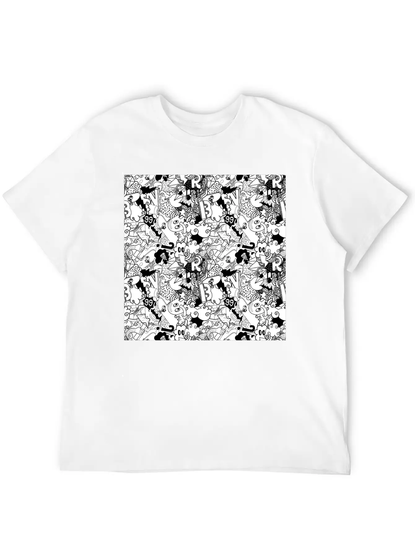 Graffiti Pattern | Street Art Urban Graphic Classic Cotton Tee – Unisex Comfort For Any Season
