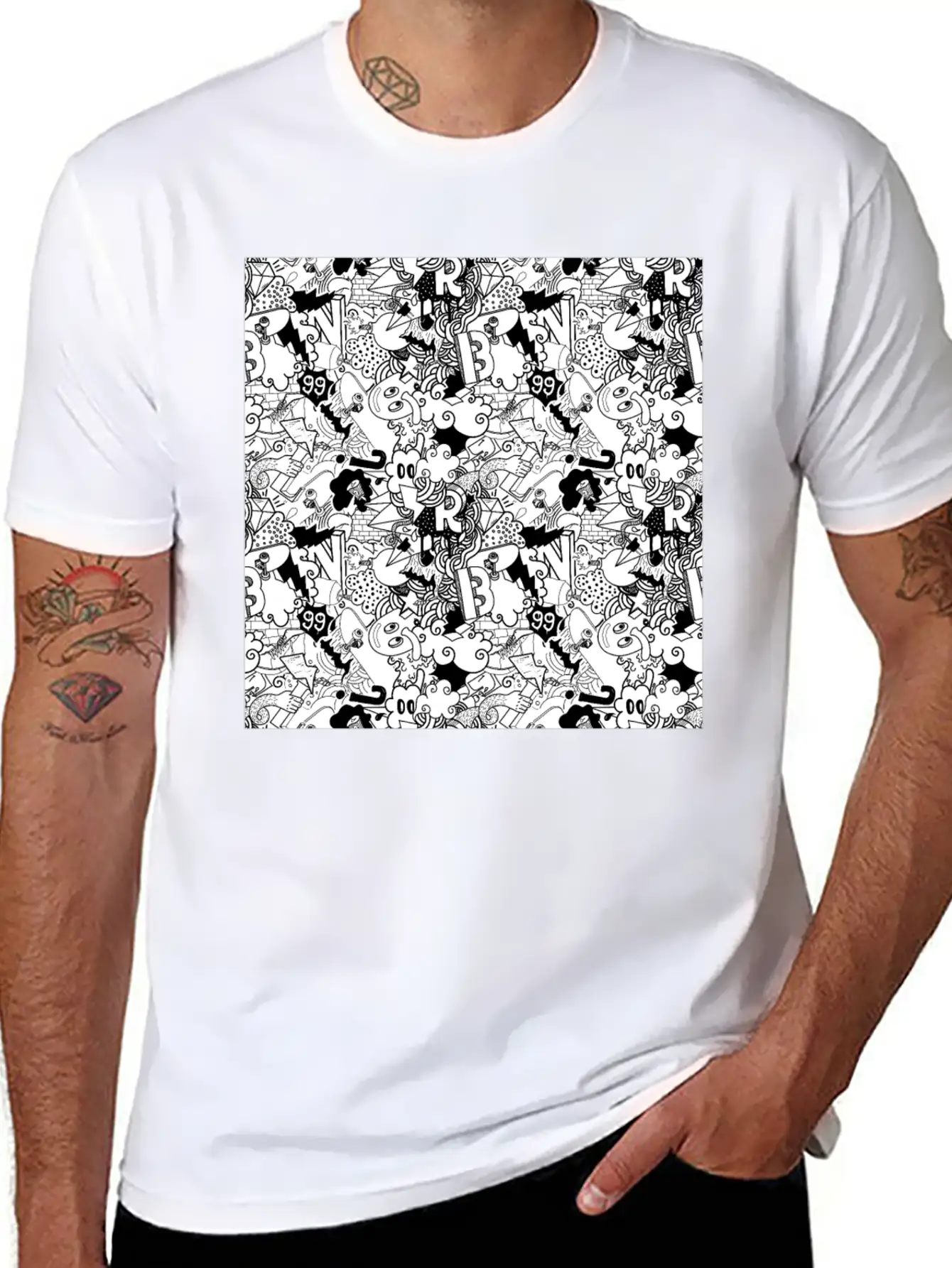 Graffiti Pattern | Street Art Urban Graphic Classic Cotton Tee – Unisex Comfort For Any Season