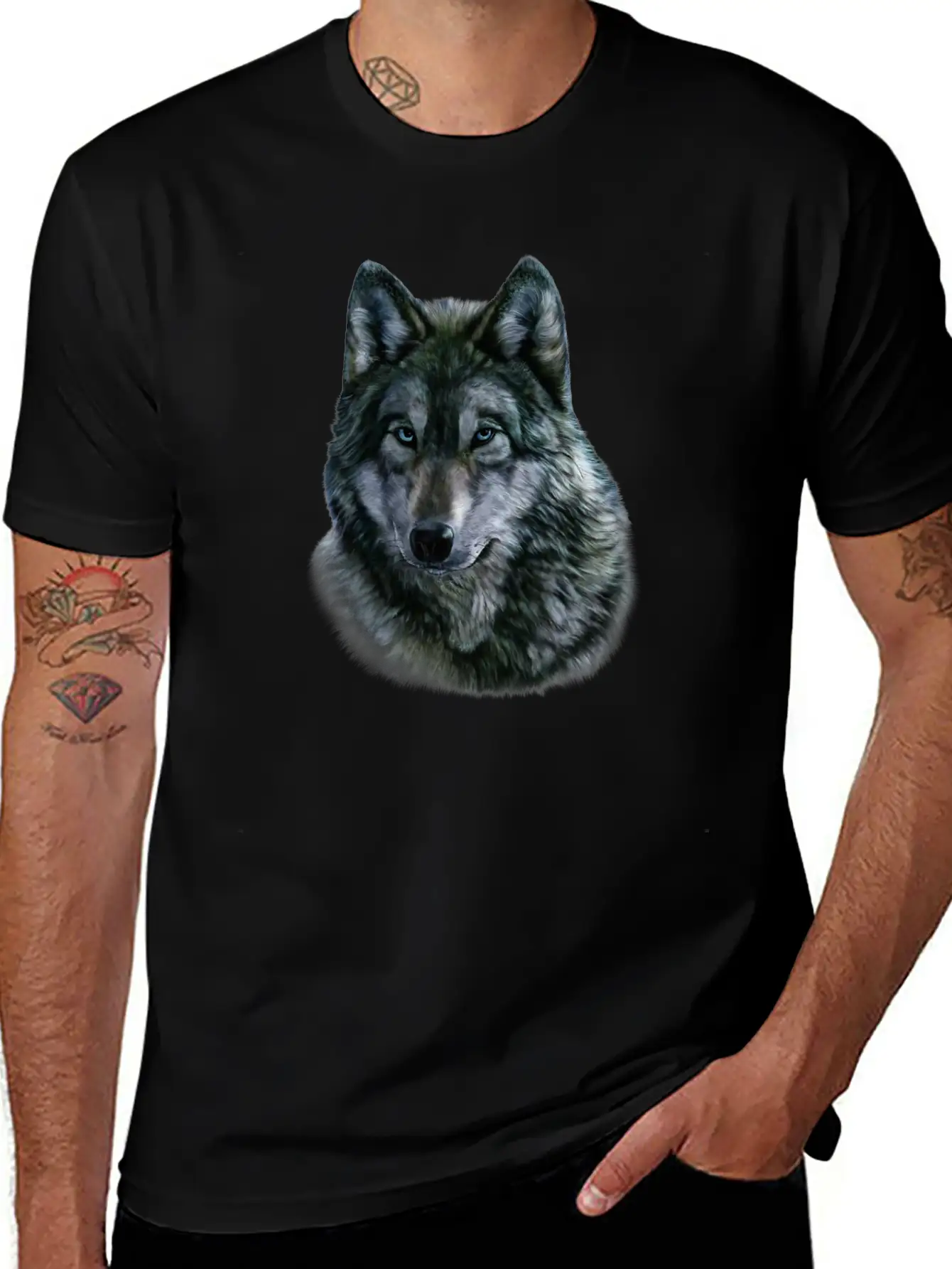 Gray Wolf Bust Casual Graphic T-Shirt – Simple And Comfortable Daily Wear